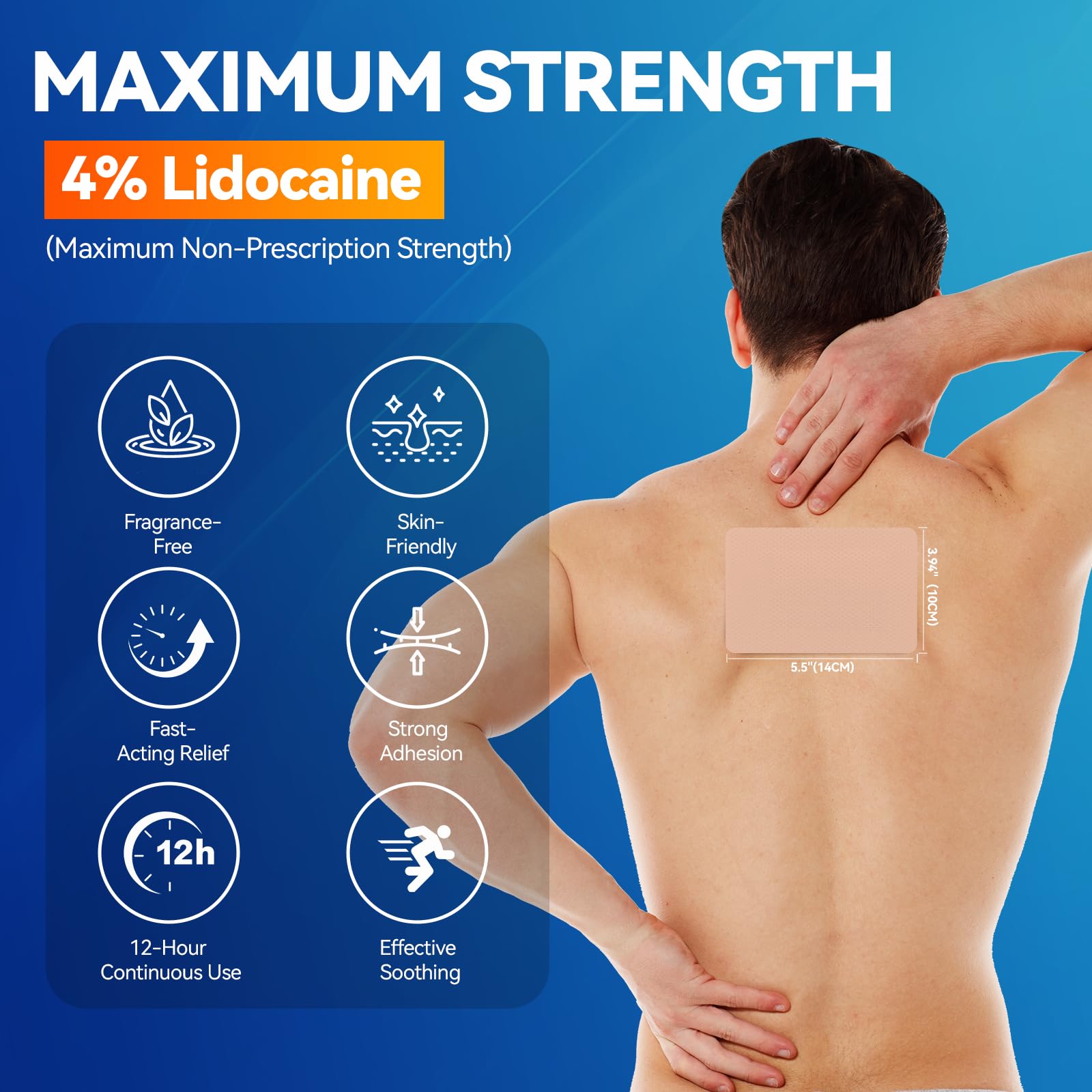 LOVPTFER 4% Lidocaine Pain Relief Patches – Maximum Strength Pain Patches, 12-Hour Long-Lasting Relief for Back, Neck, Shoulder & Joint Pain, Fast-Acting,–40 Count, 5.5” x 3.94” LOVPTFER Au supplements