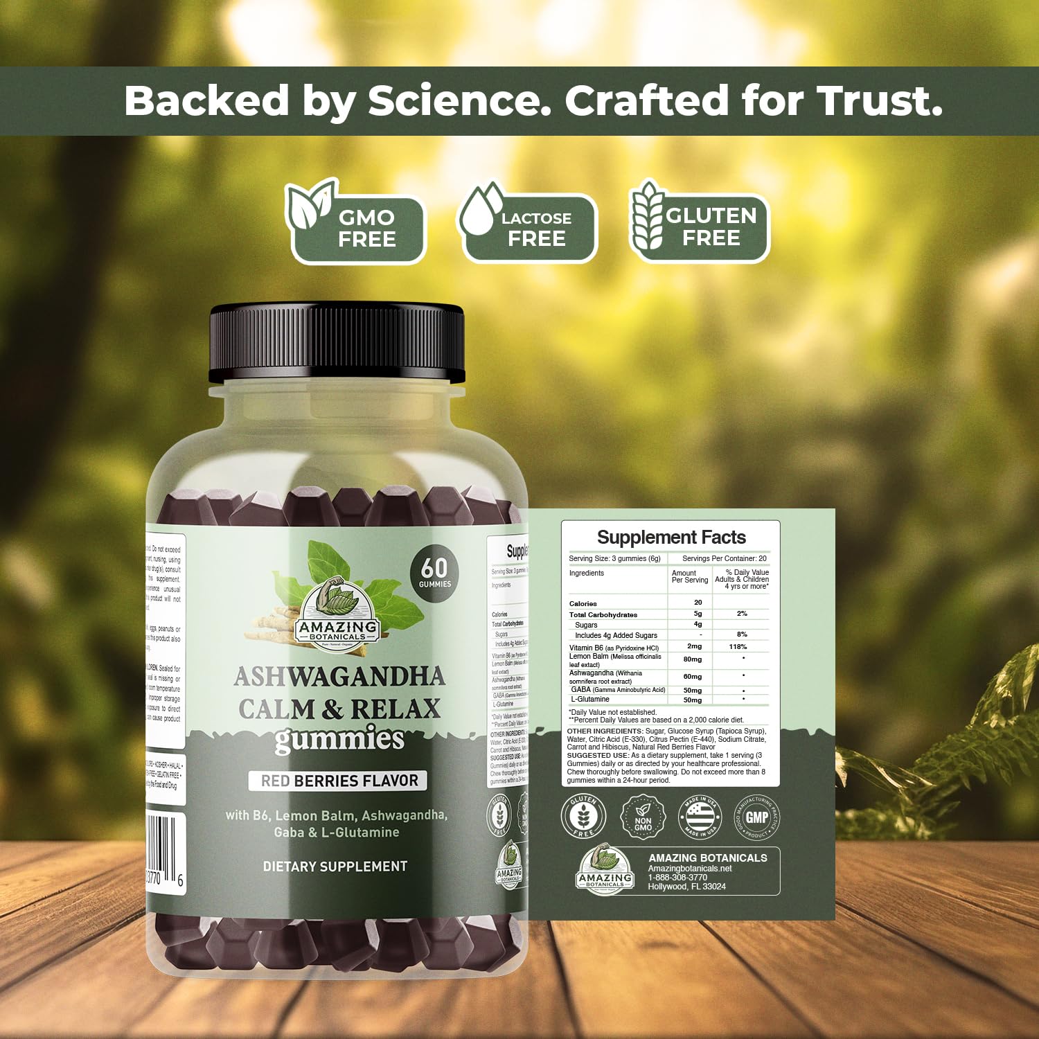 Ashwagandha Calm & Relax Gummies with Vitamin B6, Lemon Balm, GABA & L-Glutamine – 60 Gummies – Red Berries Flavor – Improve Sleep, Stress Relief & Mood – Vegan, Gluten-Free, Non-GMO Amazing Botanicals Au supplements
