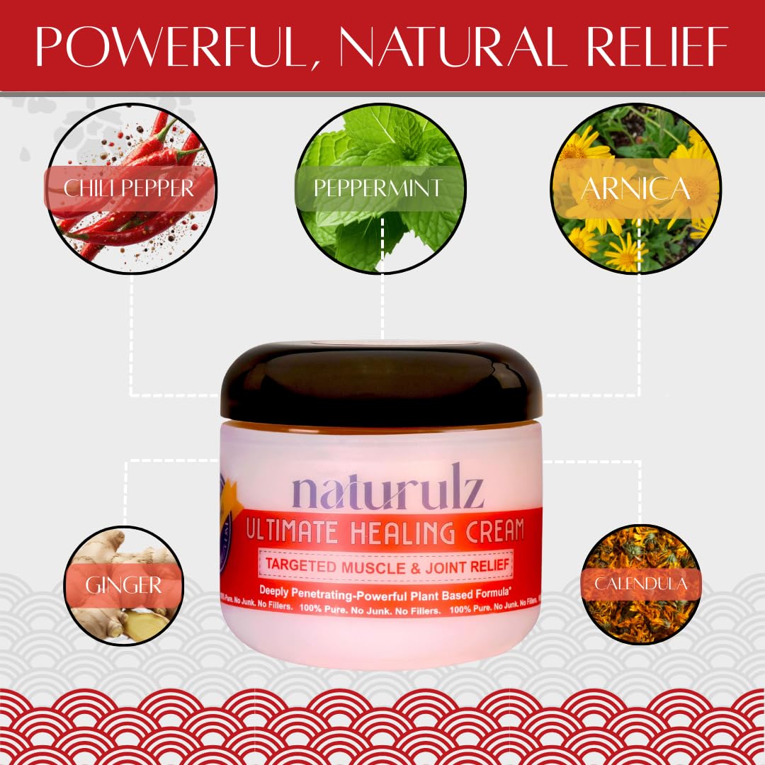 Naturulz Ultimate Healing (Medicated) Cream OTC 4 Ounce - Pain & Arthritis Topical for Sore Lower Back, Neck, Shoulders, and Muscles. All-Natural Formula with Medication Strength Capsaicin. Naturulz Au supplements