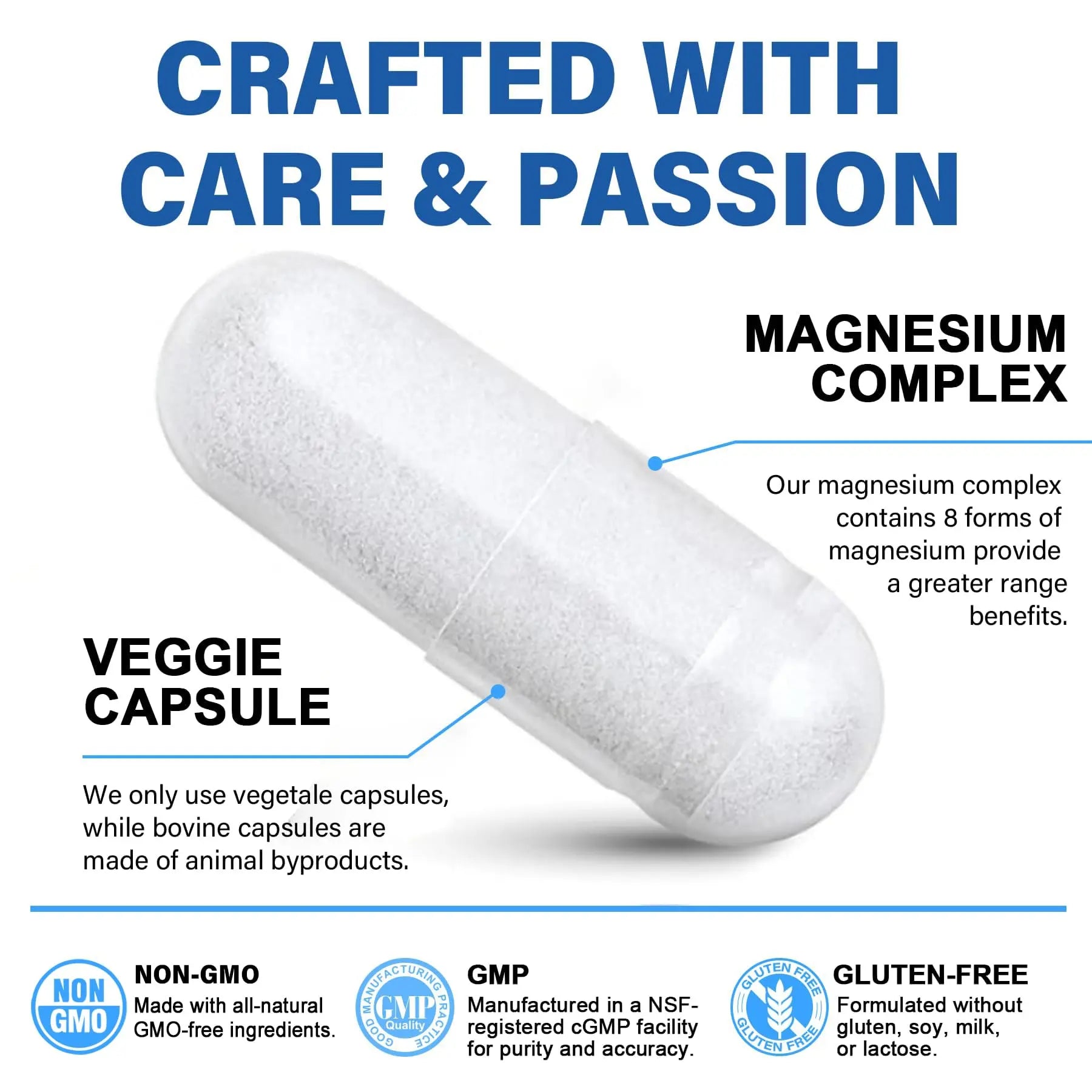 Magnesium Complex Supplement 8 Forms, 500mg Magnesium Glycinate, Malate, Citrate, High Absorption Mg for Calm, Sleep, Mood & Healthy Muscle, Pack of 2, Total 120 Vegan Capsules EnvyCure Au supplements