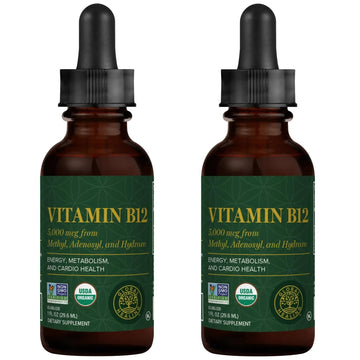 Global Healing Center - Vitamin B12 5000 mcg, Organic Sublingual Liquid Drops | 3-in-1 Methylcobalamin, Adenosylcobalamin, Hydroxo Blend, 1 Fl Oz (2-Pack) Global Healing Center Au supplements