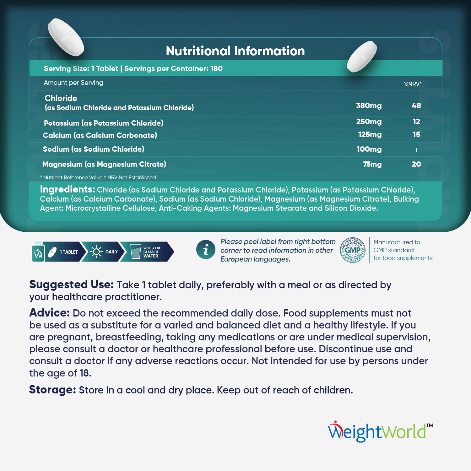 Electrolyte Tablets - 6 Months Supply - 180 Vegan Tablets with Sodium, Magnesium WeightWorld Au supplements