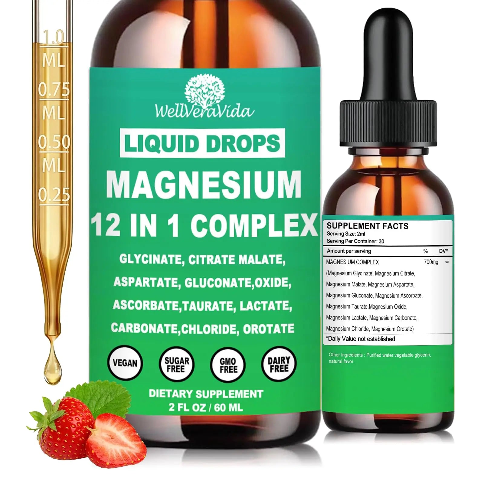 Magnesium Complex 700mg, 12 in 1 Magnesium Supplement with Glycinate Citrate Malate Oxide Taurate Aspartate Orotate Magnesium Relaxation, Muscle, Sleep Support, High Absorption Liquid Magnesium丨Vegan WellVeraVida Au supplements