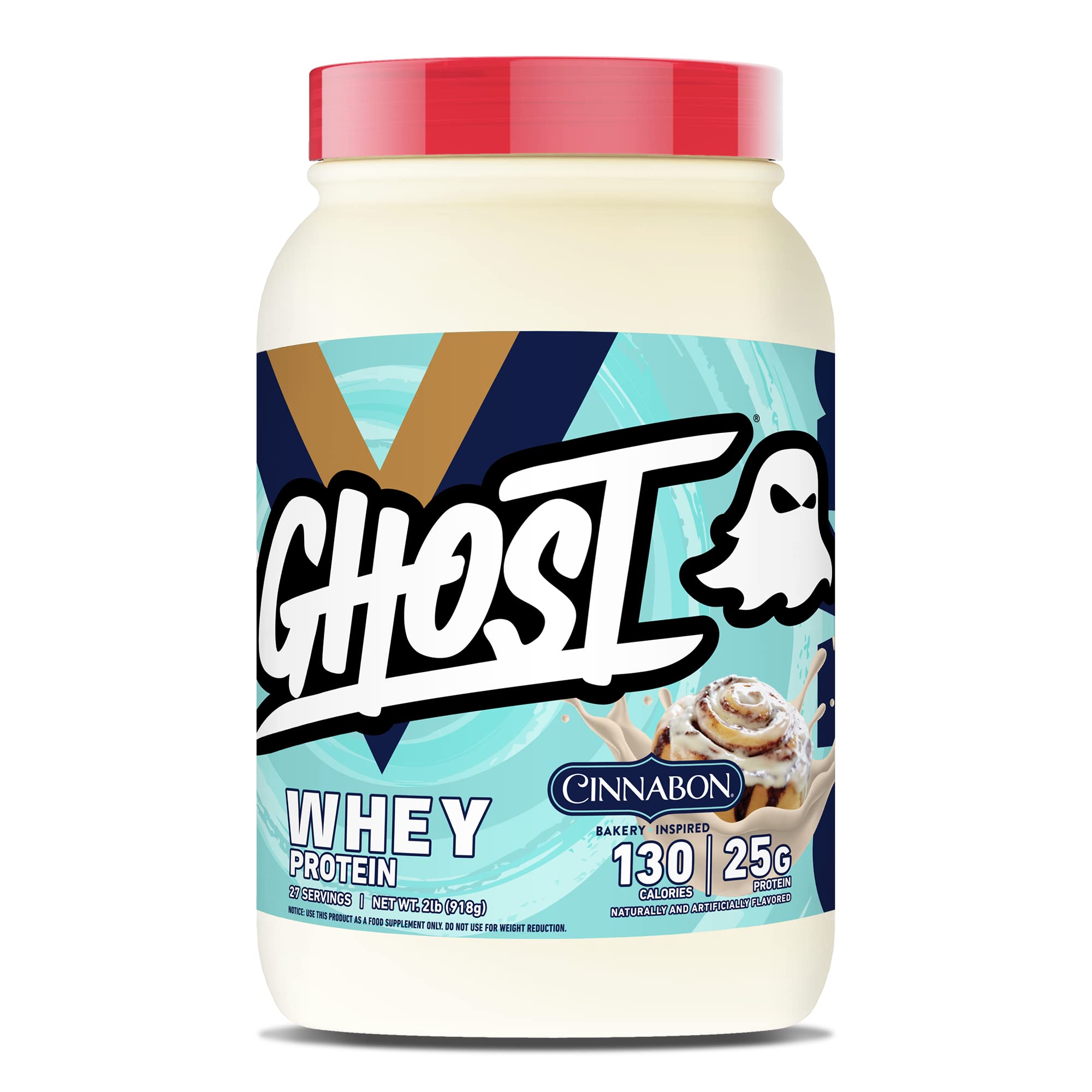 GHOST Whey Protein Powder, Cinnabon - 2LB Tub, 25G of Protein - Cinnamon Roll Flavore GHOST Au supplements