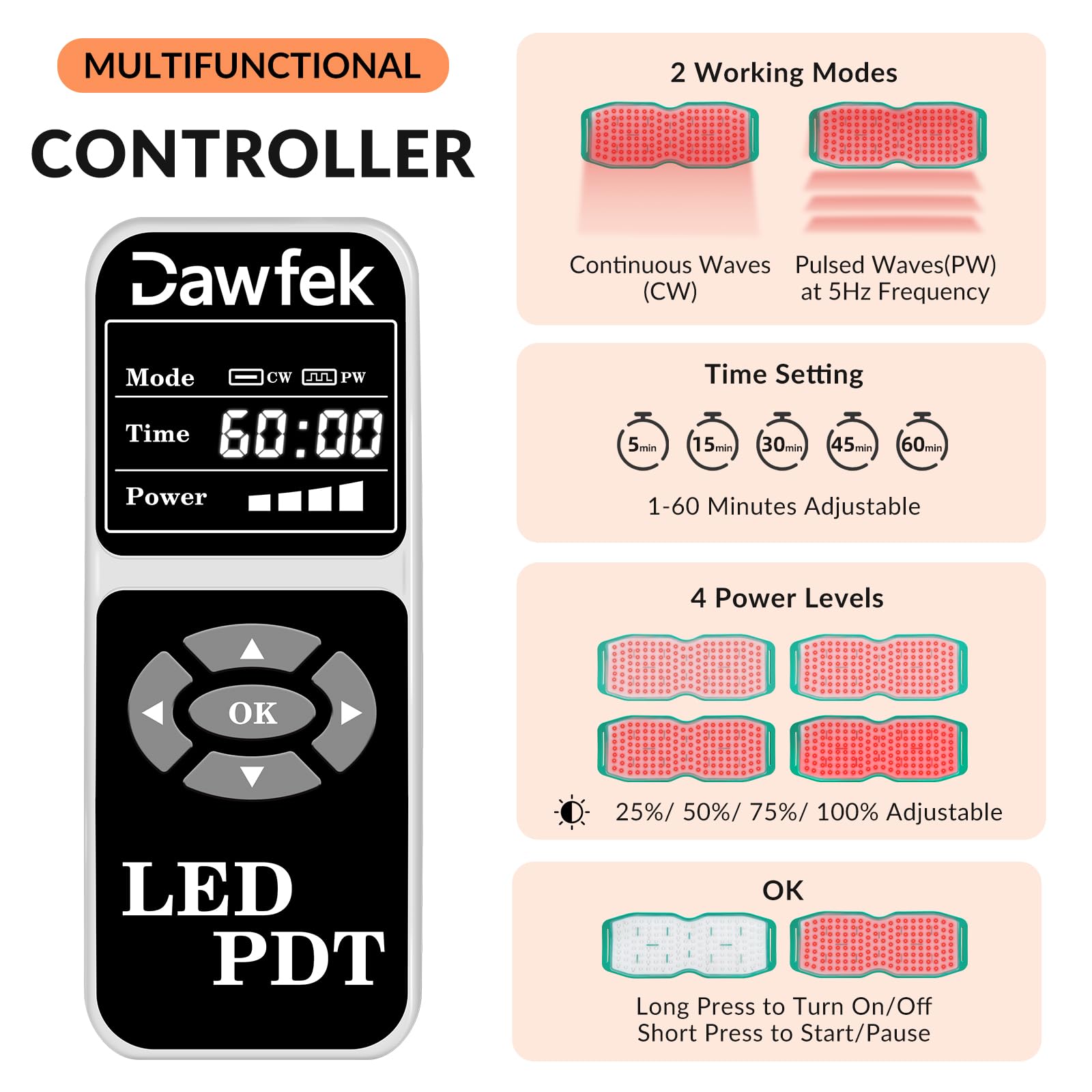 Dawfek Red Light Therapy Belt for Pain Relief Silicone Wearable Near Infrared Light Wrap Deep Dawfek Au supplements