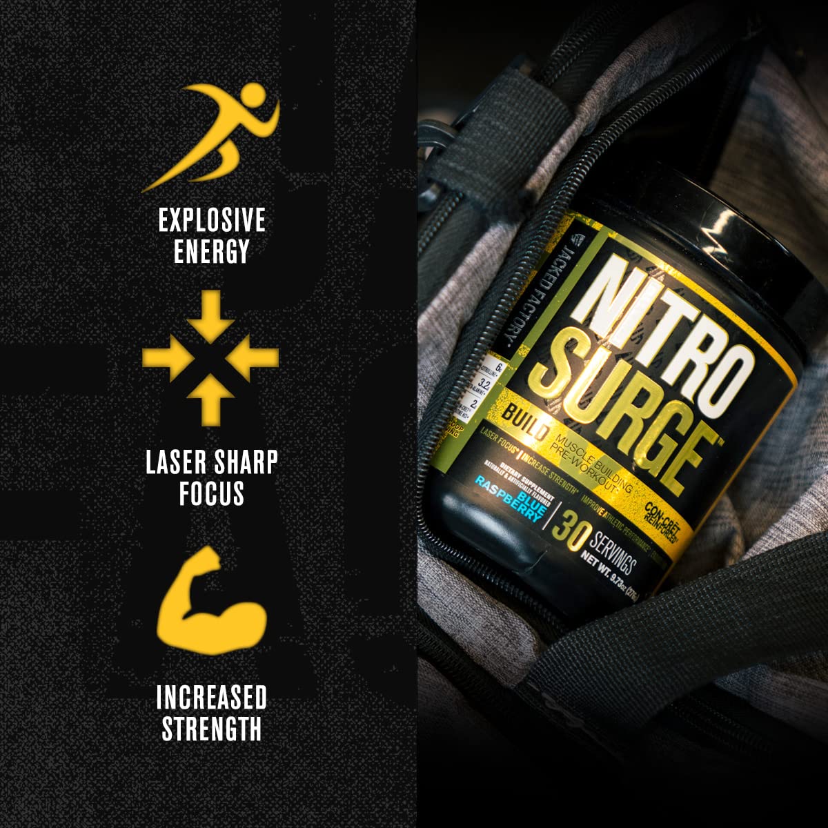 Jacked Factory Nitrosurge Build Pre Workout with Creatine for Muscle Building - Con Cret Jacked Factory Au supplements