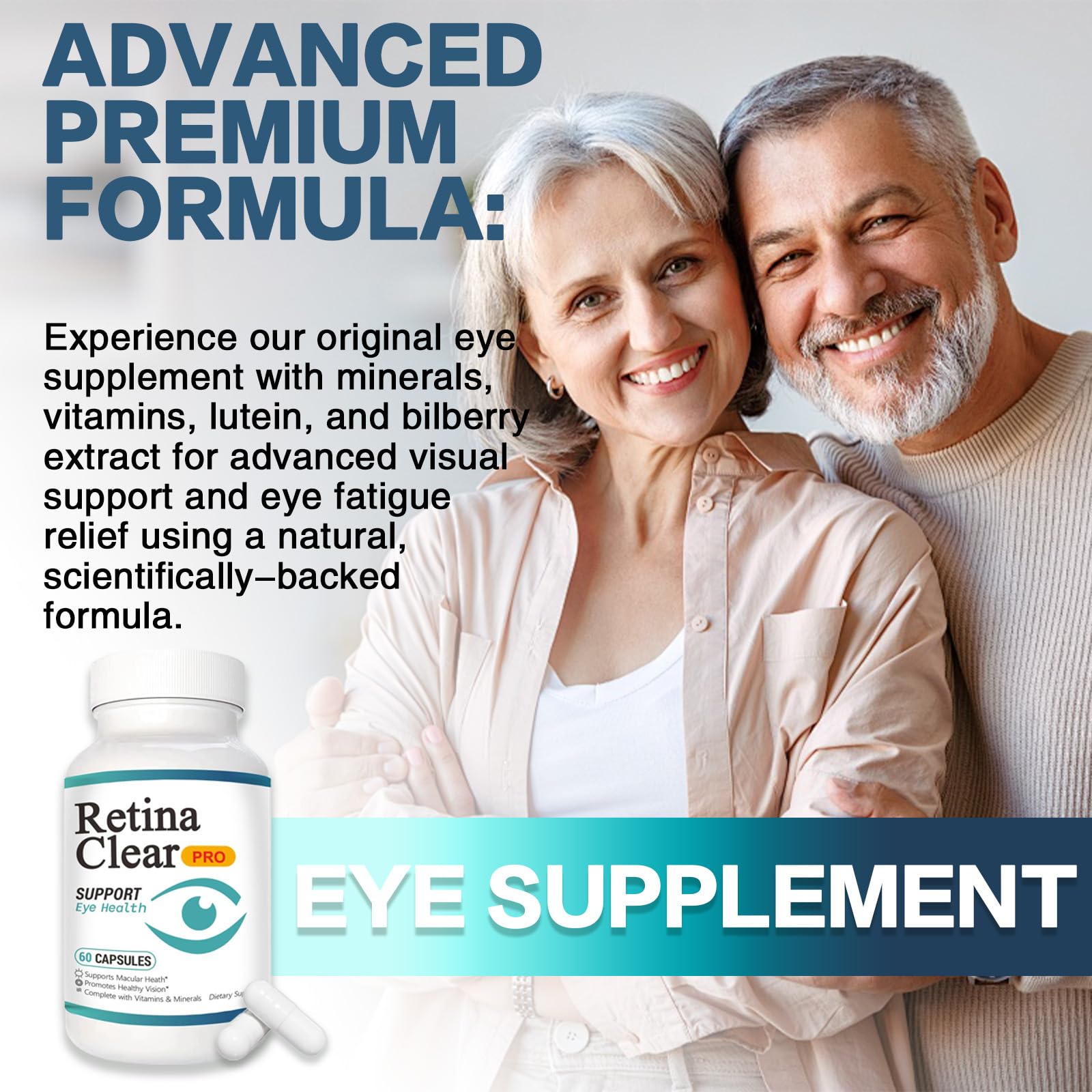 Vunexo Retina Clear Pro Eye Health Support Supplement, with Minerals and Vitamins, Lutein and Bilberry Extract Supports Visual Clarity, Eye Fatigue Relief & Focus（2PCS Vunexo Au supplements