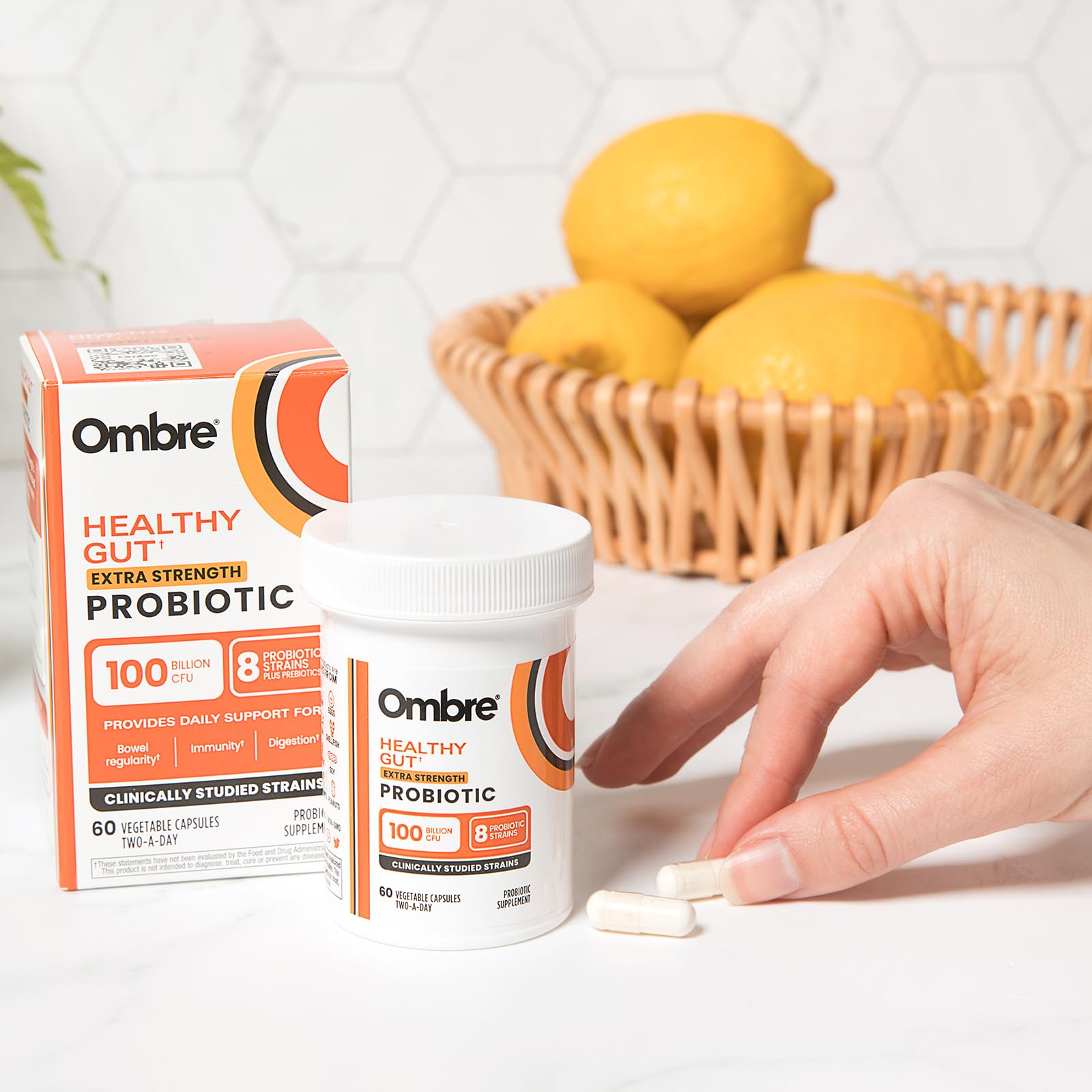 Ombre Healthy Gut Probiotics for Digestive Health 100 Billion CFU - Prebiotics and Probiotics for Women & Men with Lactobacillus Acidophilus & Digestive Enzymes, Gut Health Support, Vegan, 30 Servings Ombre Au supplements