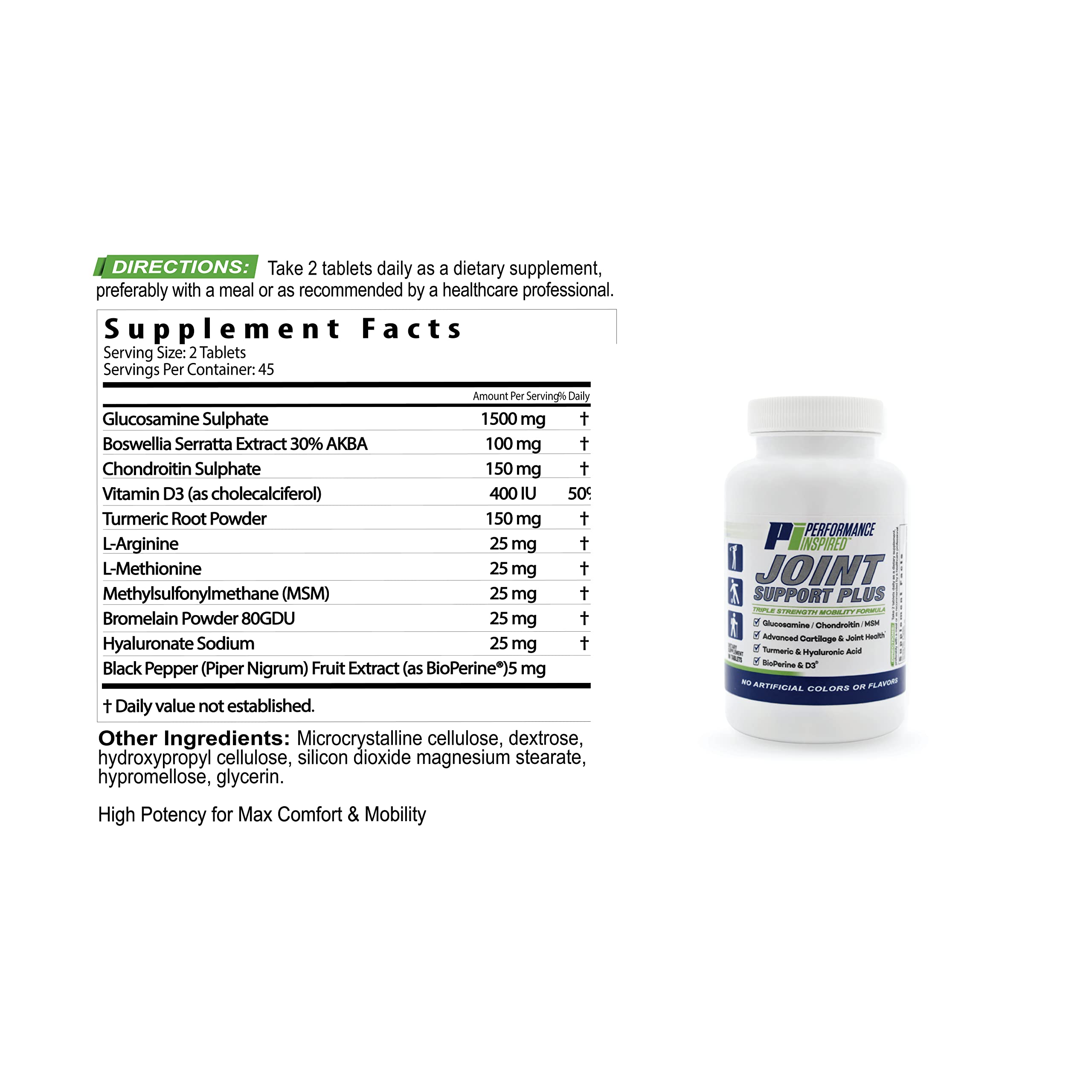 PERFORMANCE INSPIRED Nutrition Joint Support Plus – Glucosamine, Chondroitin, Turmeric & BioPerine – Triple Strength Joint Comfort & Mobility Support – 90 Count PERFORMANCE INSPIRED Au supplements