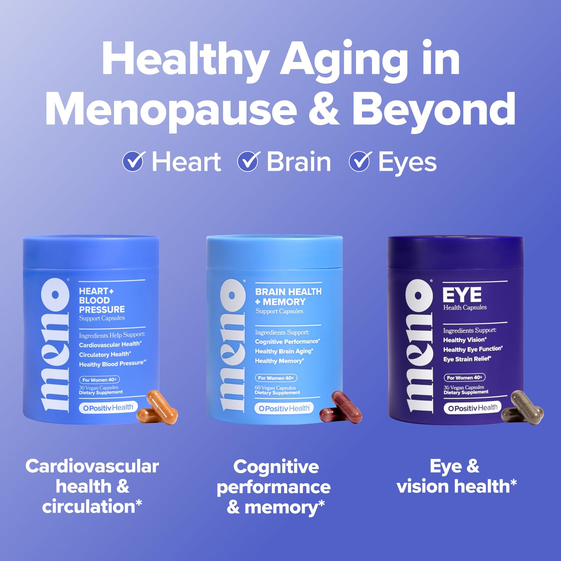 O Positiv MENO Heart + Blood Pressure Support Capsules – Daily Support for Healthy Circulation, Stress Management & Blood Pressure – with CoQ10, Beets, Pine Bark & Saffron – 30 Servings O Positiv Au supplements
