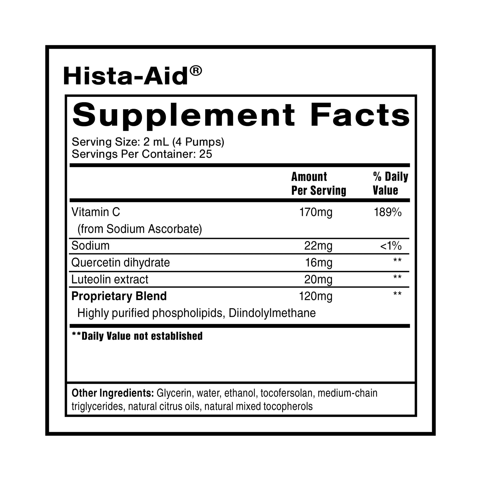 Quicksilver Scientific Nanoemulsified Hista-Aid - Flavonoids to Help Maintain Healthy Histamine Levels - Liposomal Vitamin C, DIM, Luteolin & Quercetin Liquid (50ml) Quicksilver Scientific Au supplements