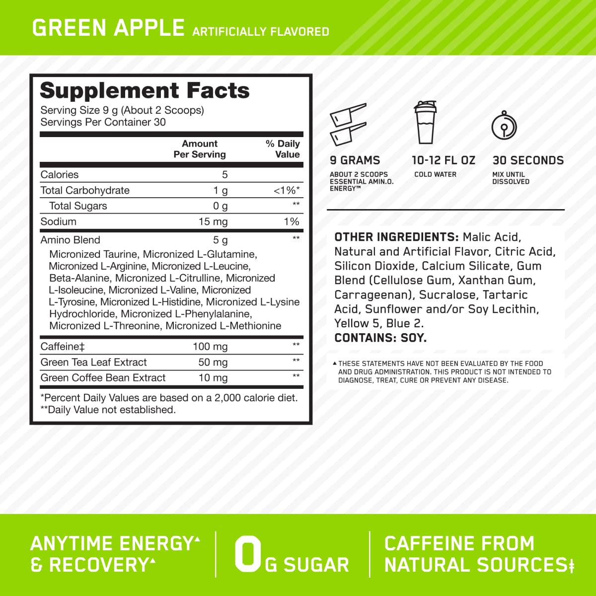 Optimum Nutrition Amino Energy - Pre Workout with Green Tea, BCAA, Amino Acids Optimum Nutrition Au supplements