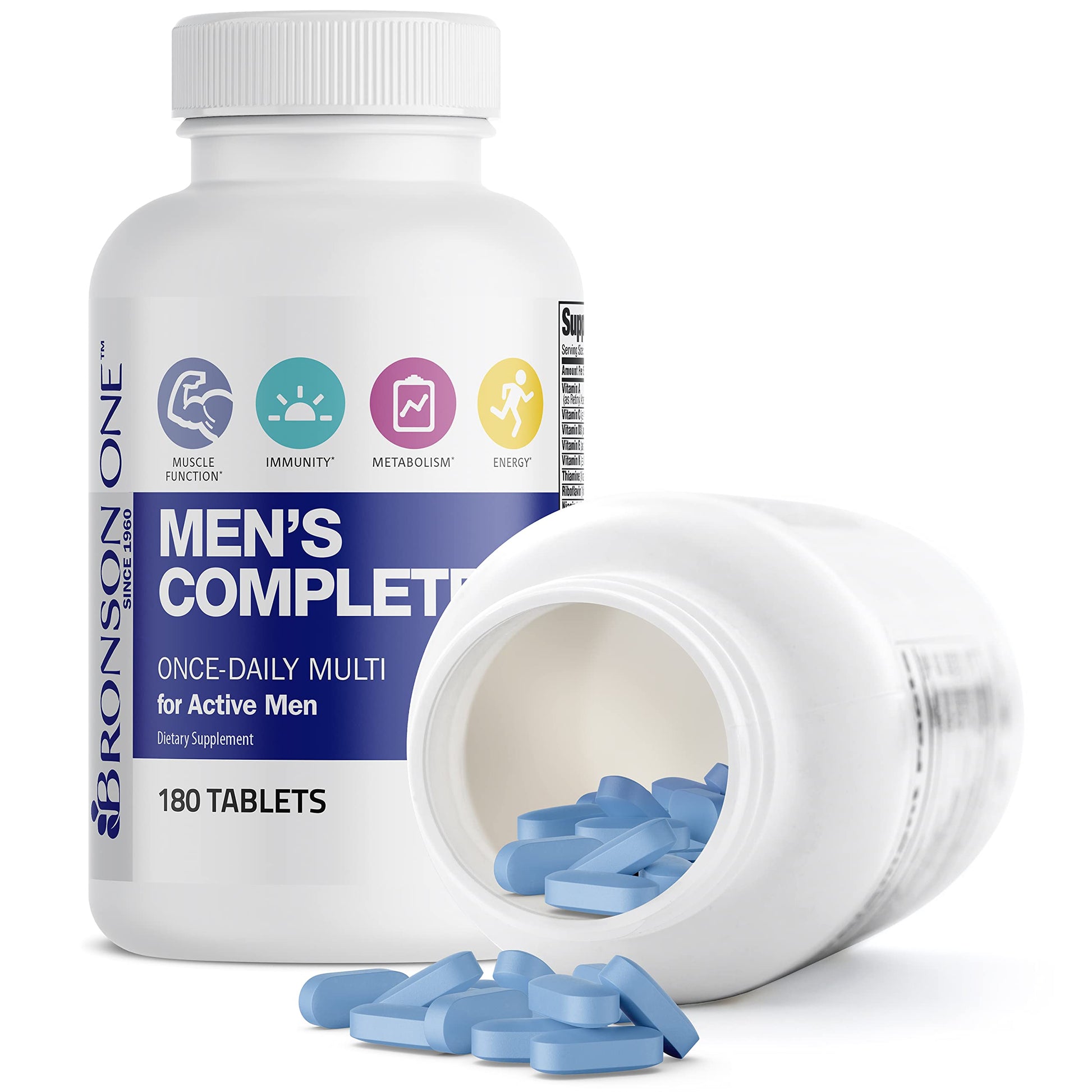 Bronson ONE Daily Men’s Complete Multivitamin Multimineral Once-Daily Multi for Active Men, 180 Tablets Bronson Au supplements