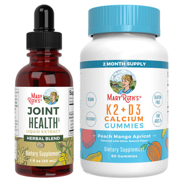 MaryRuth Organics Joint Health Liquid Drops & Vitamin K2+D3 Gummies (Peach Mango and Apricot) | Label Project Verified | Vitamins for Calcium, Joints, and Bone Support | Vegan, Non-GMO, Gluten Free MARYRUTH'S Au supplements