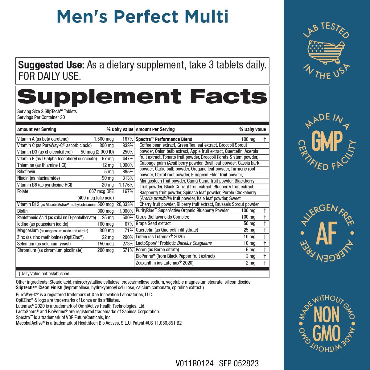 Purity Products Men's Perfect Multi from Vitamins, Minerals and Phytonutrients - Promotes Energy, Vitality and Stamina - Easy to Swallow - 90 Tablets Purity Products Au supplements
