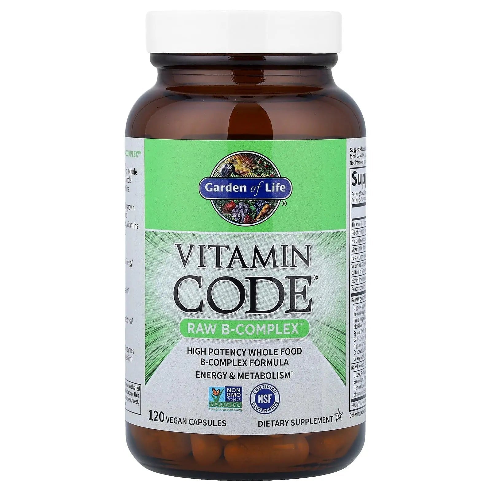 Garden of Life Vitamin B Complex, 120 Vegan Capsules, High Potency Vitamins for Energy & Metabolism with B6, Folate & B12 as Methylcobalamin Plus Probiotics Garden of Life Au supplements