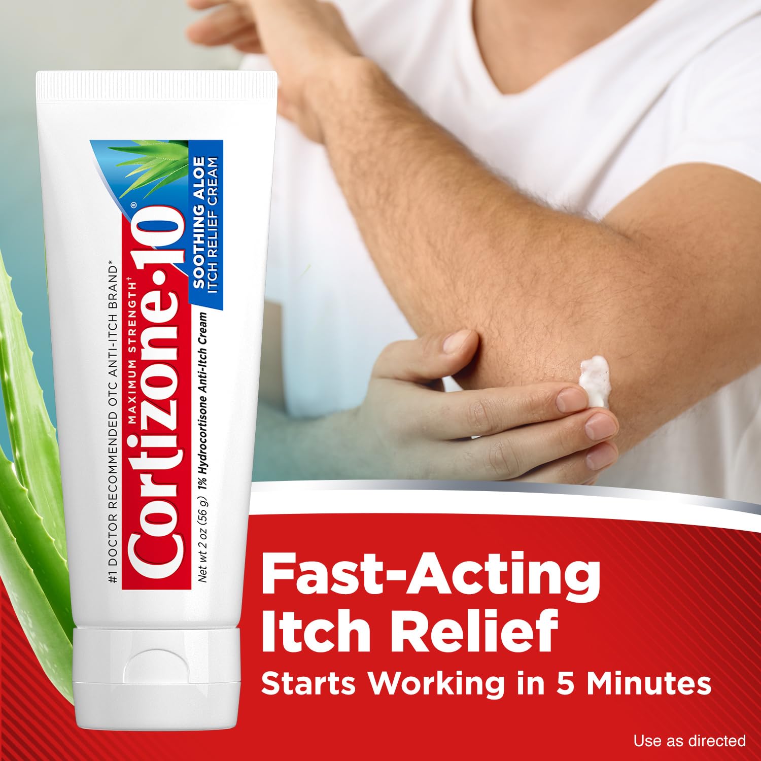 Cortizone-10 Maximum Strength Soothing Aloe Itch Relief Cream, 1% Hydrocortisone, Fast-Acting, Anti-Itch Cream for Bug Bites, Rash, Eczema, Psoriasis, Poison Ivy, Oak, Sumac, 2 oz (Pack of 4) Cortizone 10 Au supplements