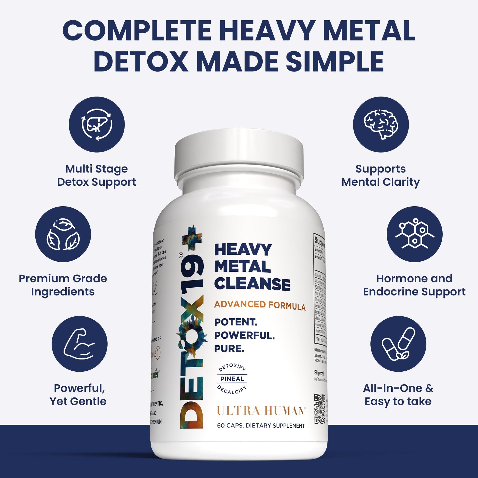 Ultra Human Daily Wellness Support – Heavy Metal Detox Cleanse, with Zeolite, Shilajit, Organic Chlorella & Spirulina, NAC & Alpha Lipoic. Supports Daily Detox, Cognition, Immune System -(Made in USA) Ultra Human Au supplements