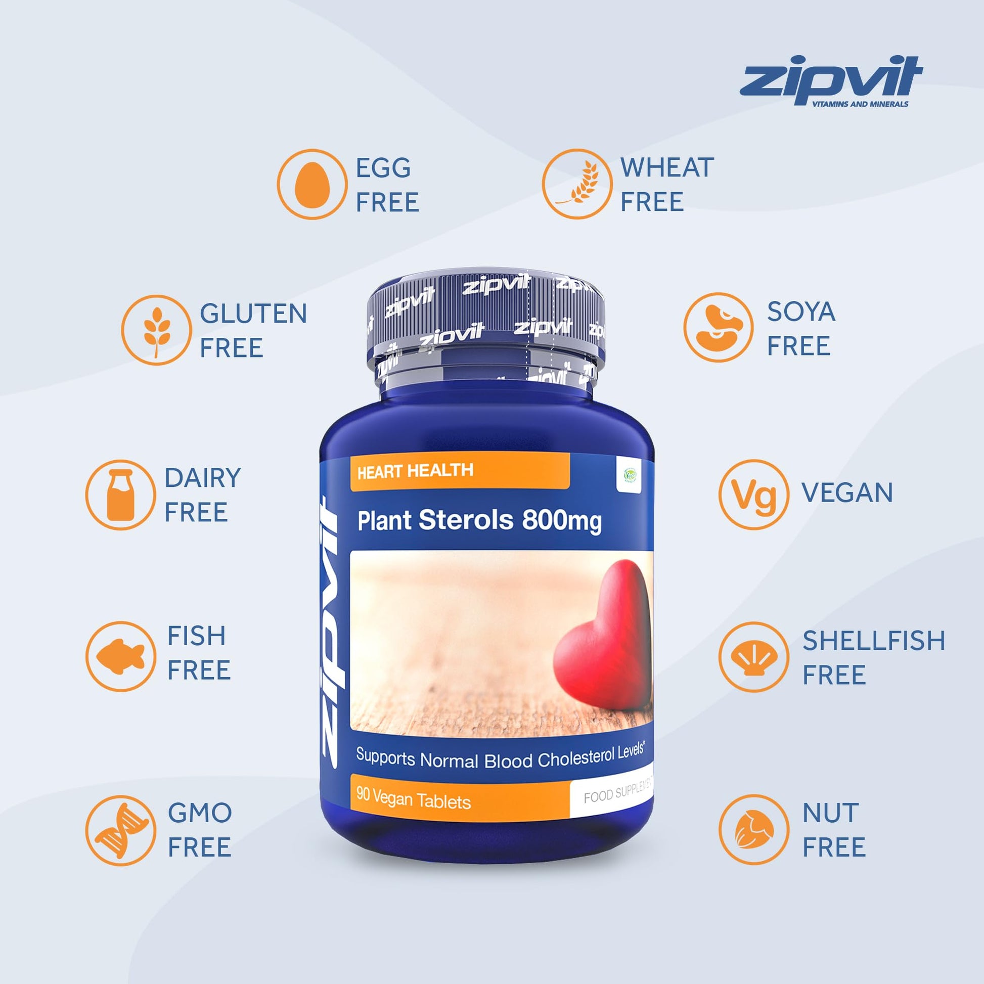 Plant Sterols High Strength 800mg, 90 Vegan Tablets, Supports and Helps Lower Zipvit Au supplements