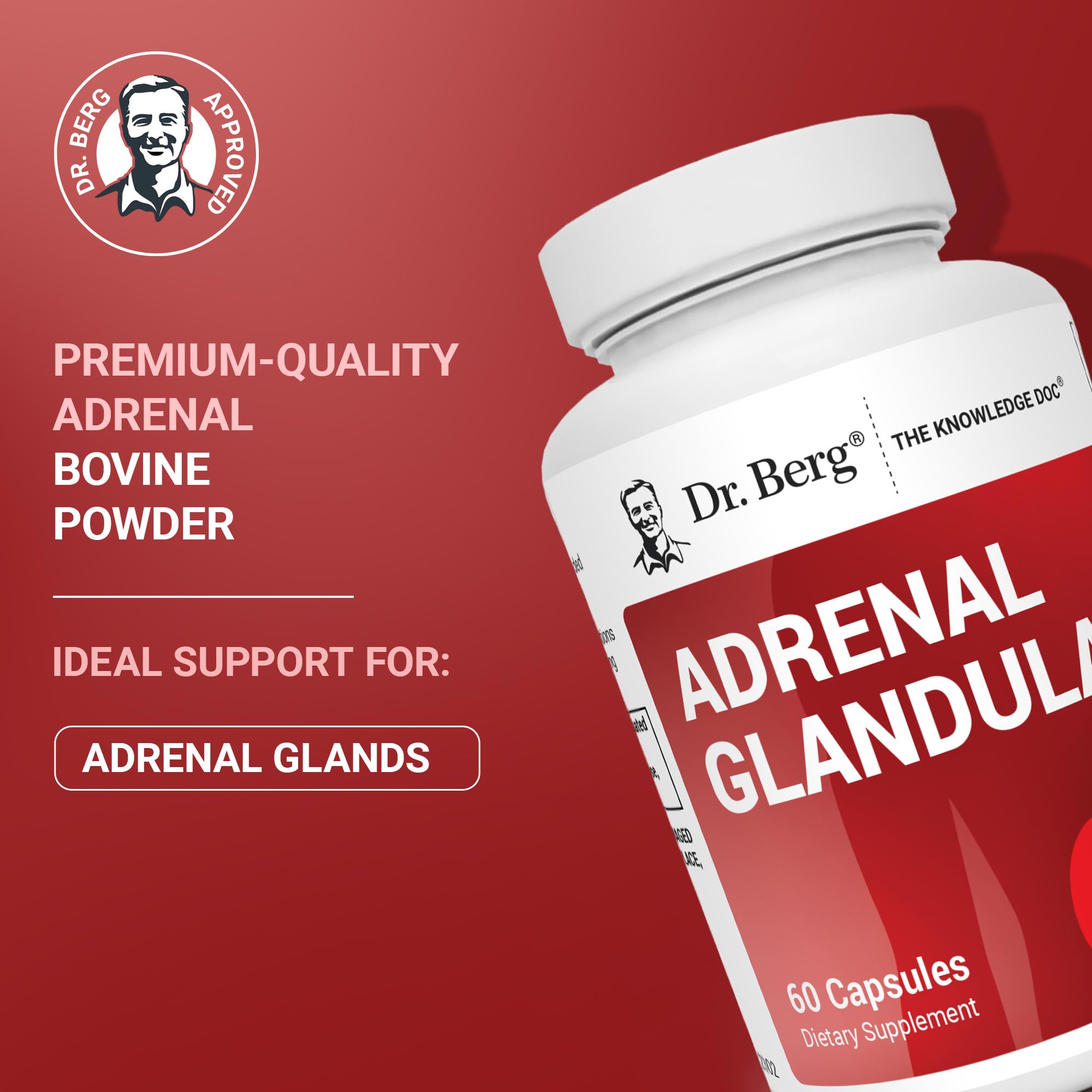 Dr. Berg Adrenal Glandular - Hormone Balance Formula That Supports Healthy Adrenal Function - Adrenal Support Supplement - 60 Capsules Dr. Berg Nutritionals Au supplements