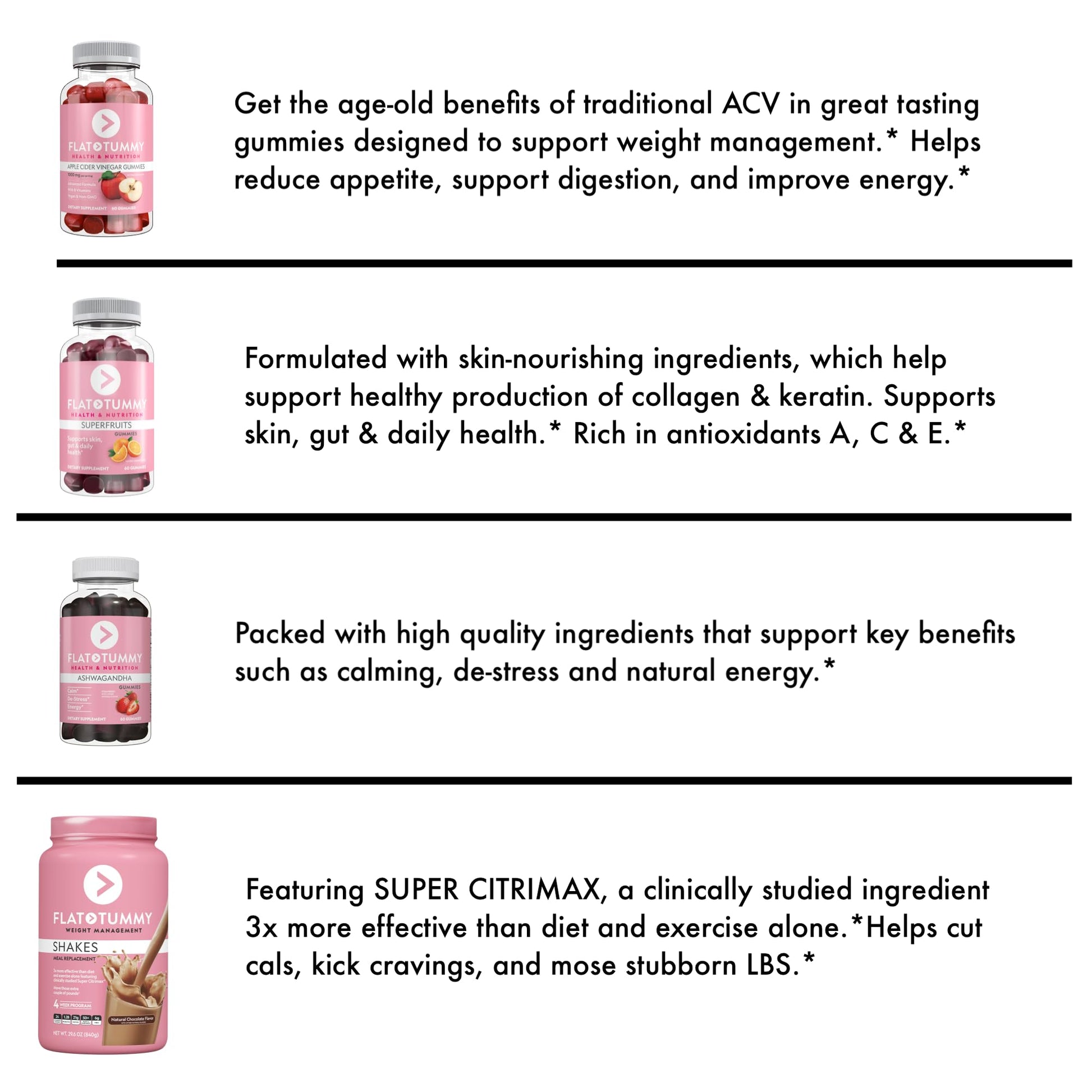 Flat Tummy Gummies Bundle with Apple Cider Vinegar Gummies, Superfruits Gummies Flat Tummy Tea Au supplements