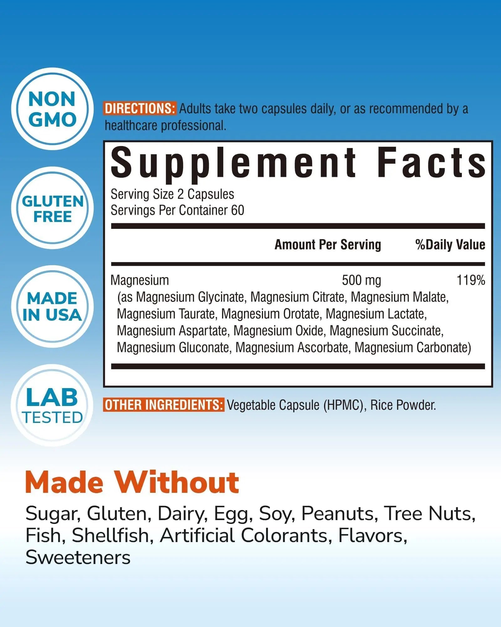 Vitalibre 12 in 1 Magnesium Complex Supplement 500mg | Max Absorption Chelated Magnesium Glycinate Citrate Malate & More for Bone, Nerve & Digestive Support | Non-GMO Vegan Capsules (120 Count) Vitalibre Au supplements