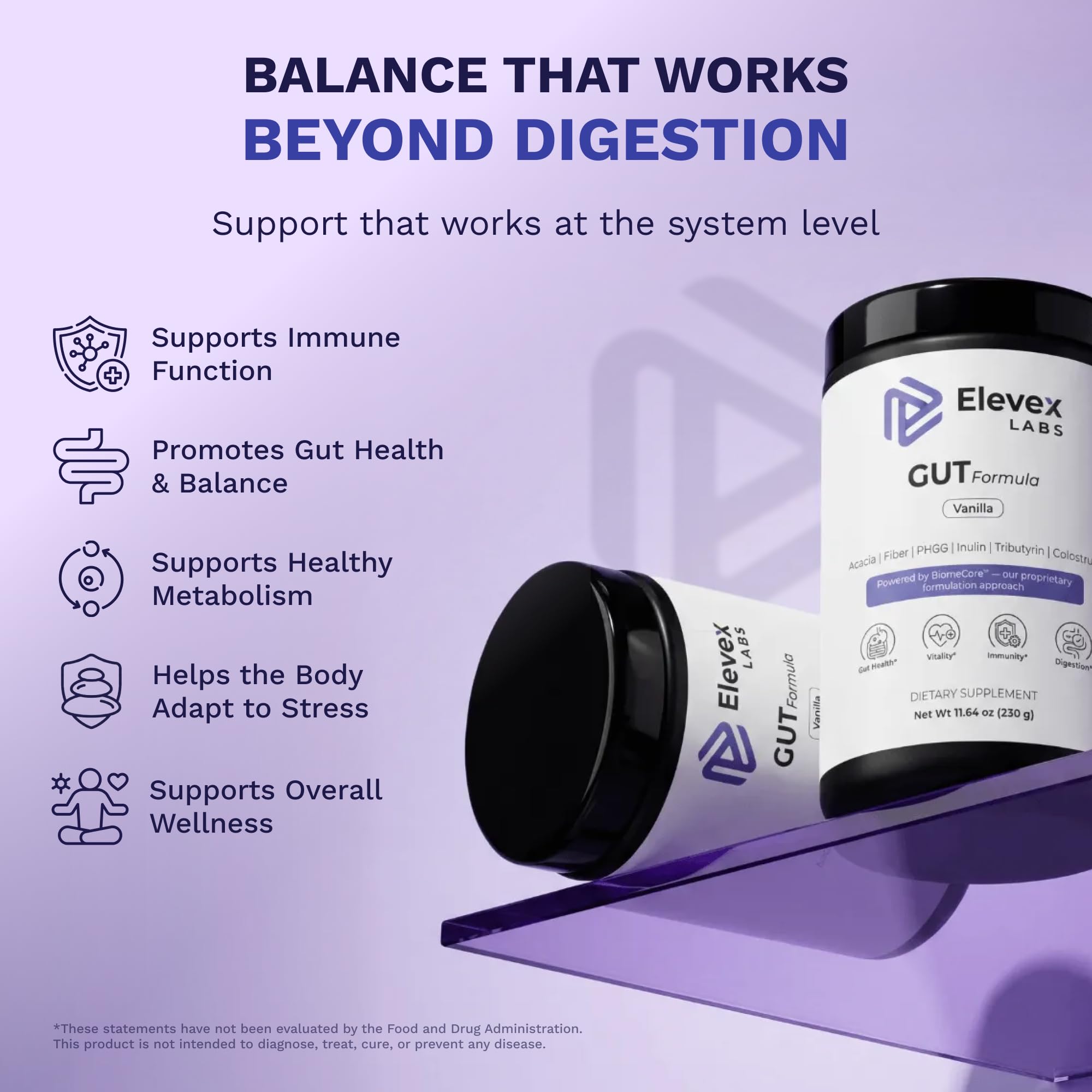 Elevex Labs Gut Health Supplement Powder – Digestive Health Formula with Colostrum, Tributyrin & PHGG Prebiotics for Gut Health, Gut Lining, Gut-Brain & Bloating Relief for Women & Men – 30 Servings Elevex Labs Au supplements