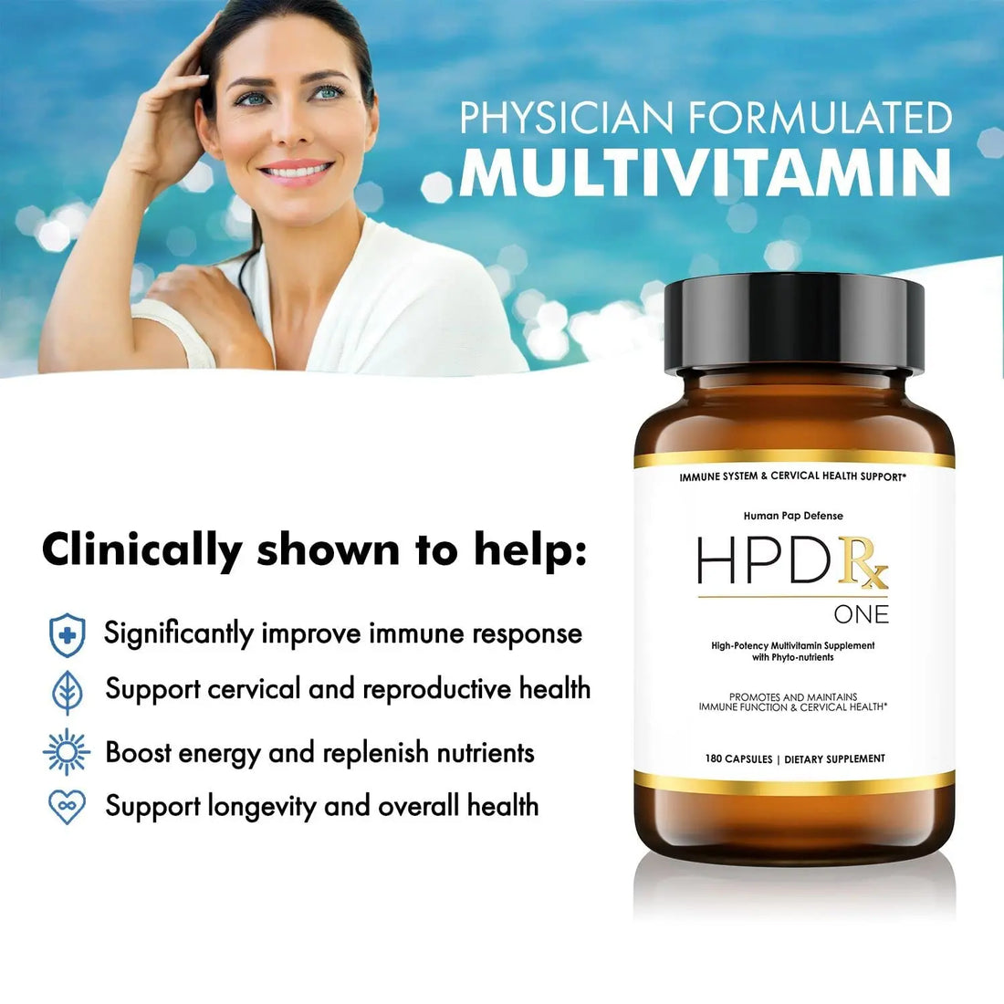 HPD Rx ONE Immunity Boost Multivitamin | HPV Supplements for Women and Men, 2 Pack HPD Rx uk supplements