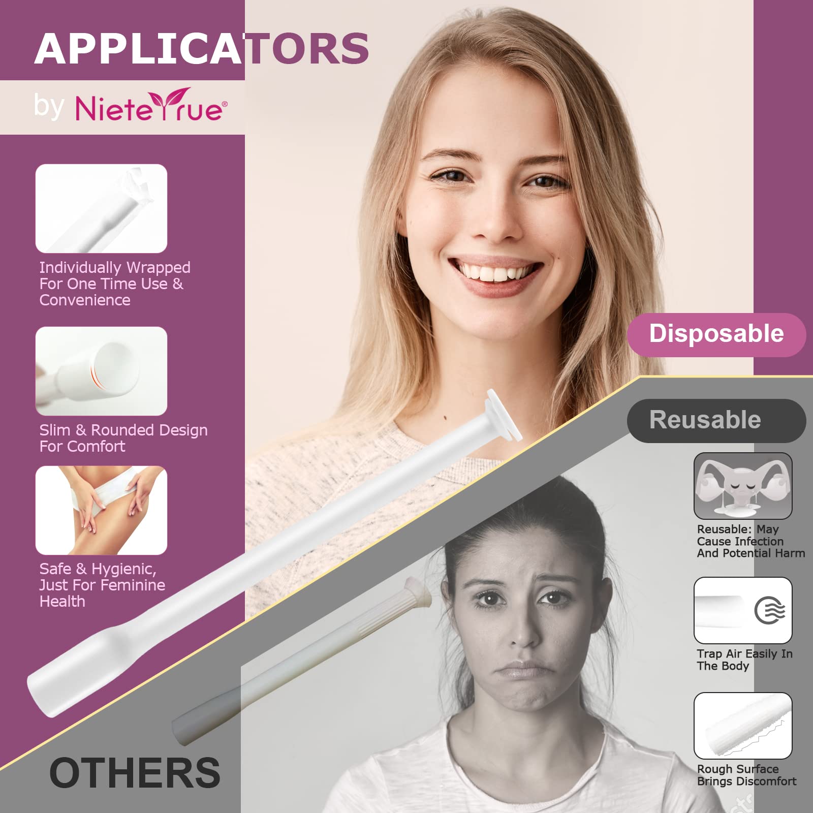 Nieteyrue (40 Packs) Disposable Vaginial Applicators Individually Wrapped Hygienic Fit Nieteyrue Au supplements
