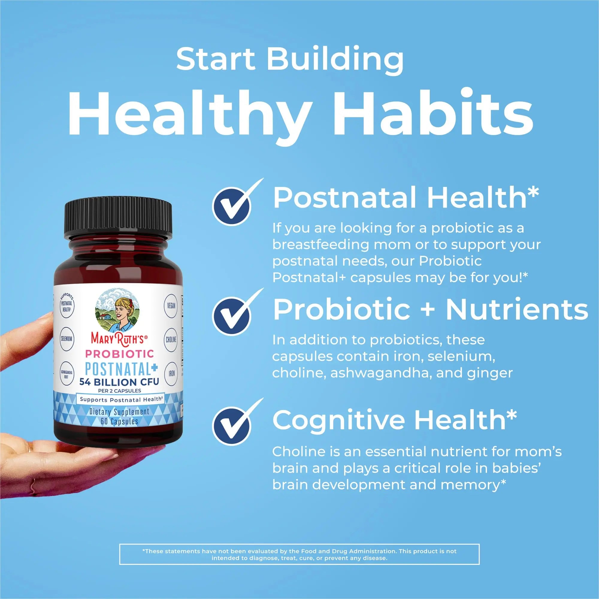 MaryRuth Organics Postnatal Probiotics for Breastfeeding Women | Nursing Probiotic Capsules with Vitamins | Minerals & Antioxidants | 54 Billion CFU | Non-GMO | Vegan | 30 Servings MARYRUTH'S Au supplements