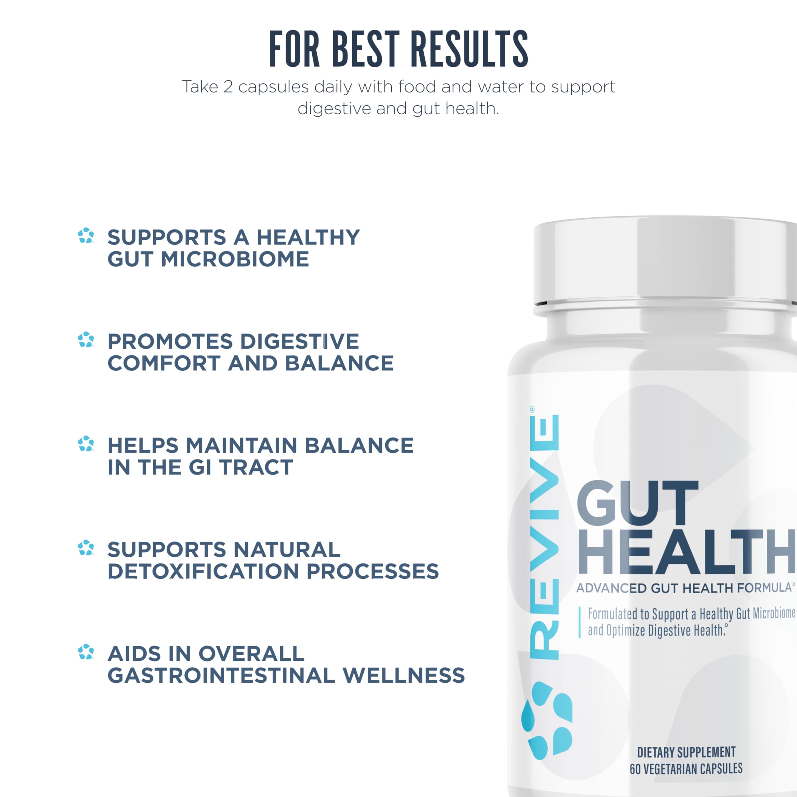 Revive MD Gut Health Supplements for Men & Women - Daily Gut Repair & Digestive Health Support Formula with Thyme, Oregano & Milk Thistle - Vegan-Friendly, Gluten-Free (60 Capsules, 30 Servings) Revive Au supplements