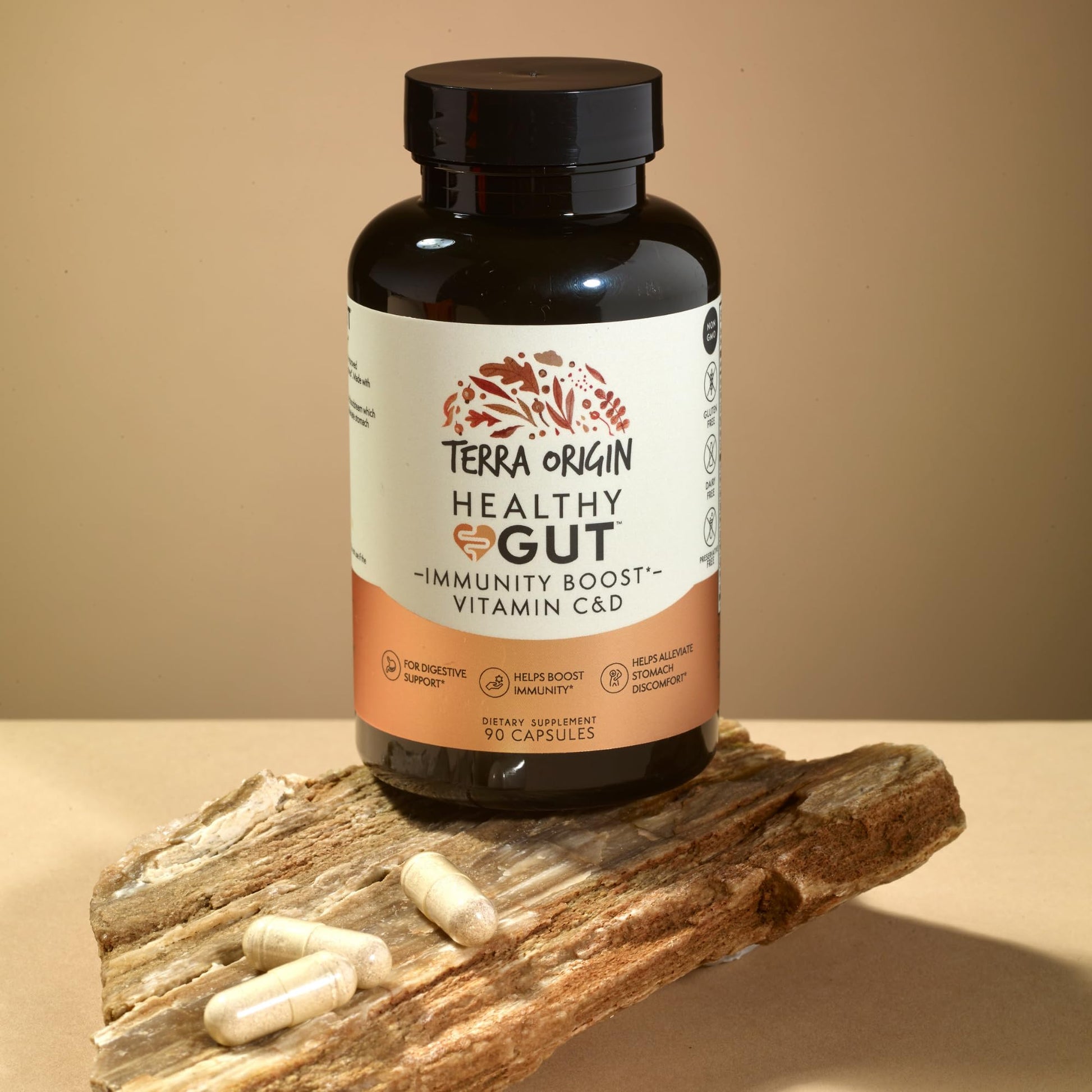 TERRA ORIGIN Healthy Gut Capsules with Immunity Boost | 90 Capsules | Non GMO, Gluten Free, Dairy Free | Digestive Support for Men and Women TERRA ORIGIN Au supplements