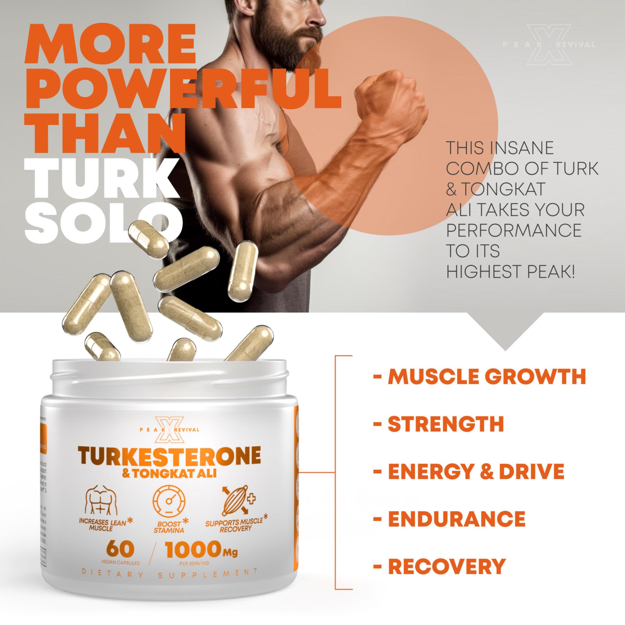 Peak Revival-X Turkesterone & Tongkat Ali 1000mg Supplement - 500mg Peak Revival-X Au supplements