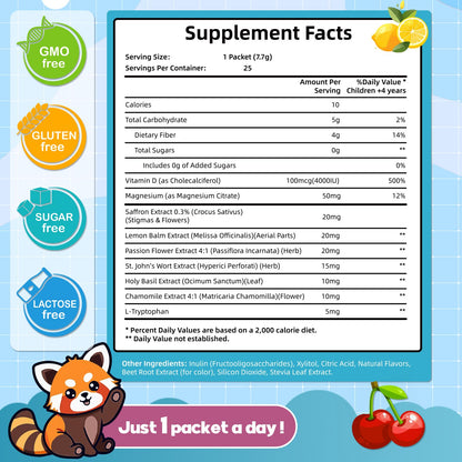 Biorizvo Saffron Drink for Kids - Saffron Exact Drink Mix with GABA, Magnesium & Vitamin D3 - Supports Mood Focus & Sleep, Calms Temper Tantrums, Fruit Punch Drink Sticks Mix for Kids 4+, Sugar-Free Biorizvo buy supplements Au