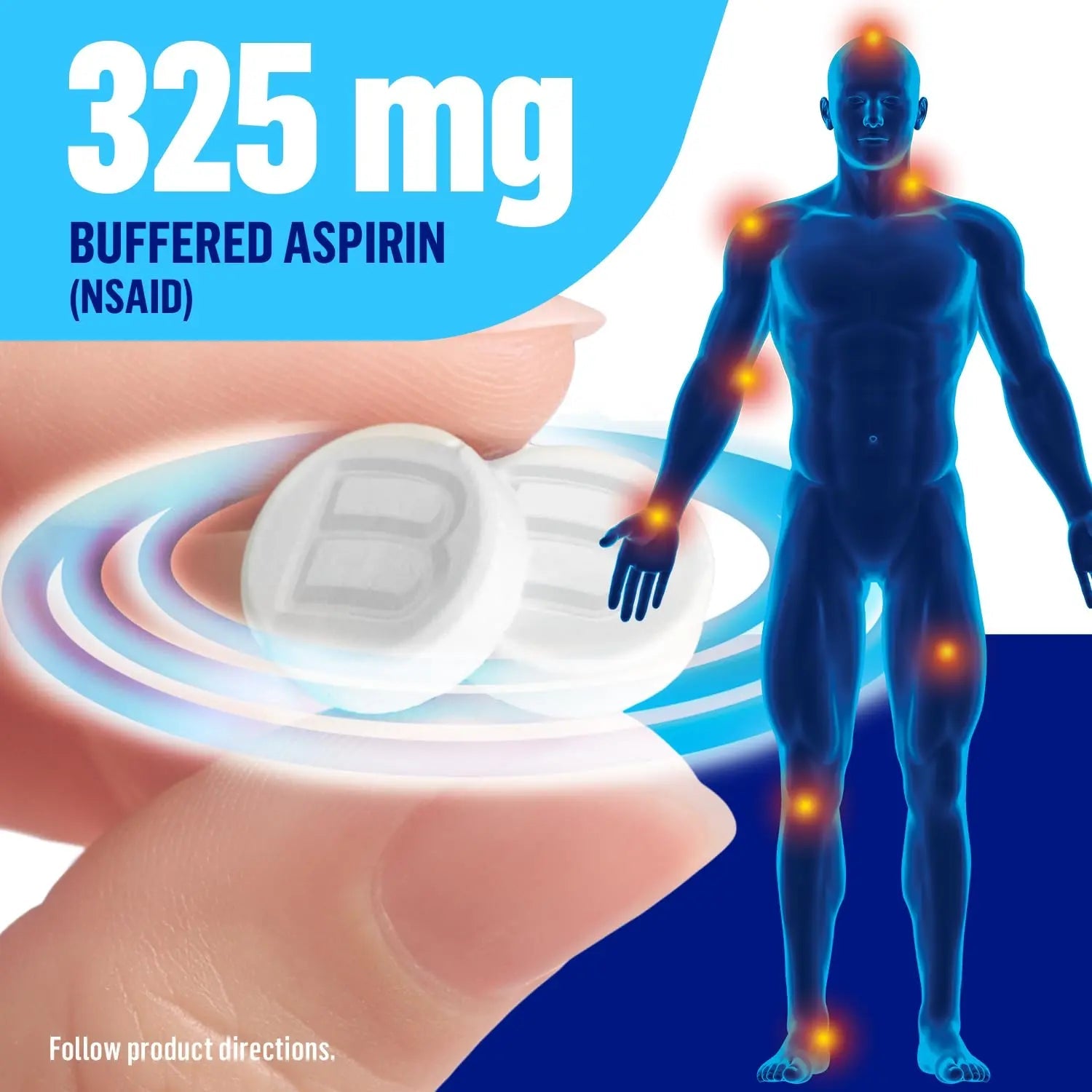 Bufferin Aspirin 325mg, Pain Reliever & Fever Reducer, with 3 Buffering Agents Relieves 7 Types of Pain: Headaches, Back Ache, Arthritis, Muscle Aches & More, for Adults, 130 Coated Tablets, 1-Pack Bufferin Au supplements