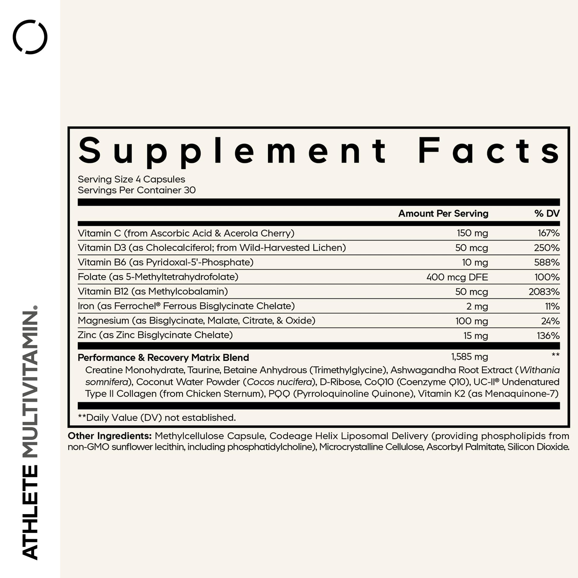 Codeage Athlete Multivitamin Platinum – Sports Supplement with Vitamins & Minerals, Folate, Iron & Magnesium, Creatine, Taurine, Electrolytes, CoQ10, PQQ, UC-II Collagen – Non-GMO – 120 Capsules Codeage Au supplements