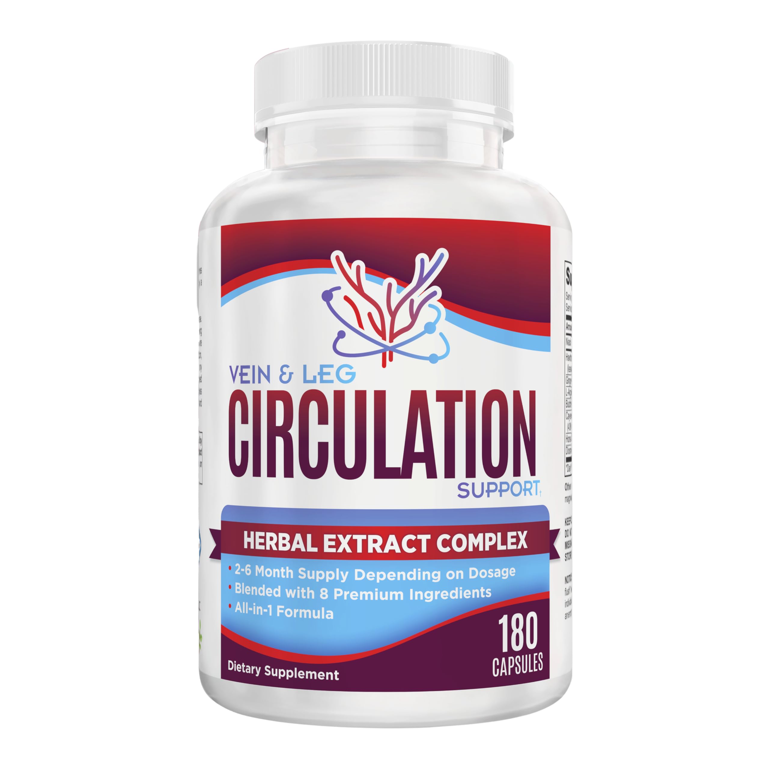 Vein & Leg Circulation (2-Month) Support Supplement with 8 Active Ingredients in 1 Formula | Leg + Vein | Blood Circulation Support Supplements | 60-Day Bulk Supply | 180 Capsules Elevate Recovery Supplements Au supplements
