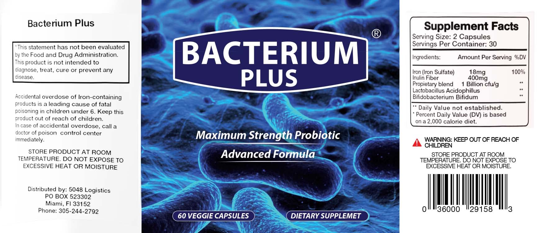 Bacterium Plus - Maximum Strength Probiotics - Probiotic Blend to Improve Instestinal Health, 100% Natural Digestive Supplement - 60 Capsules BACTERIUM PLUS Au supplements