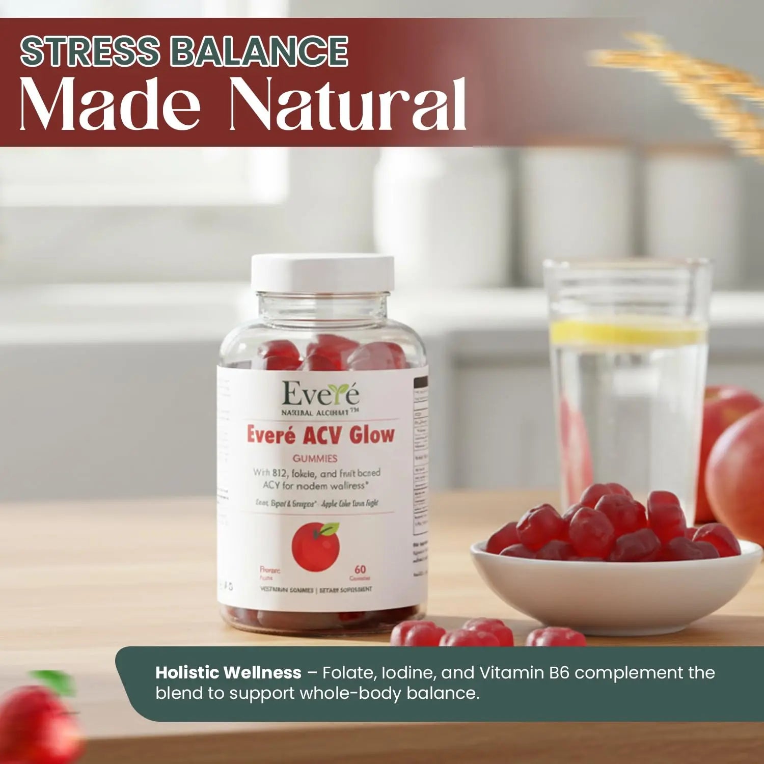 Everé ACV Glow Gummies – Apple Cider Vinegar with B12, B6, Iodine, Folate, Beetroot & Pomegranate – Daily Wellness Support for Energy & Balance The EverÉ Natural Alchemy Au supplements