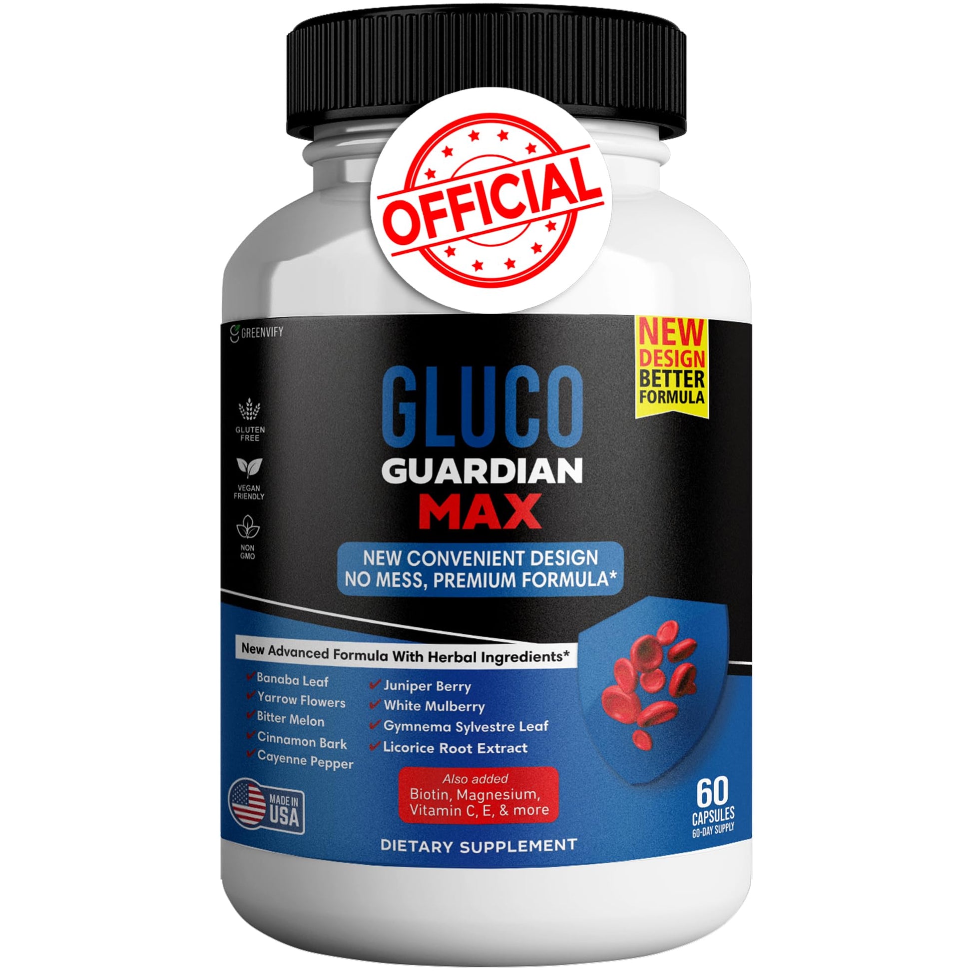 GREENVIFY Gluco Guardian Max Advanced Wellness Support Capsules – Vitamin, Mineral, and Herbal Supplement with Magnesium, Vitamin C, Zinc, and Banaba Leaf – Non-GMO, Gluten-Free – 60 Capsules (1) GREENVIFY Au supplements