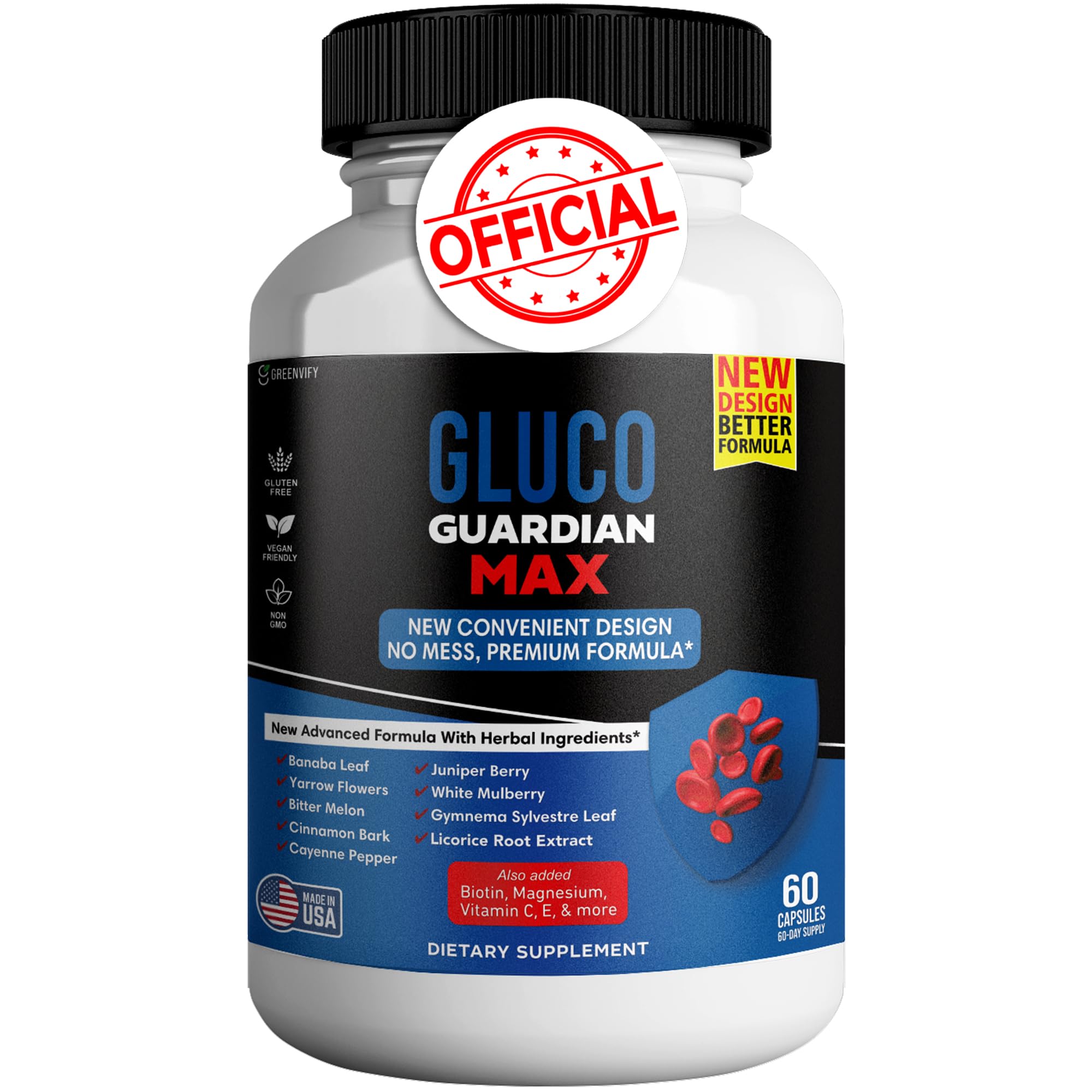 GREENVIFY Gluco Guardian Max Advanced Wellness Support Capsules – Vitamin, Mineral, and Herbal Supplement with Magnesium, Vitamin C, Zinc, and Banaba Leaf – Non-GMO, Gluten-Free – 60 Capsules (1) GREENVIFY Au supplements