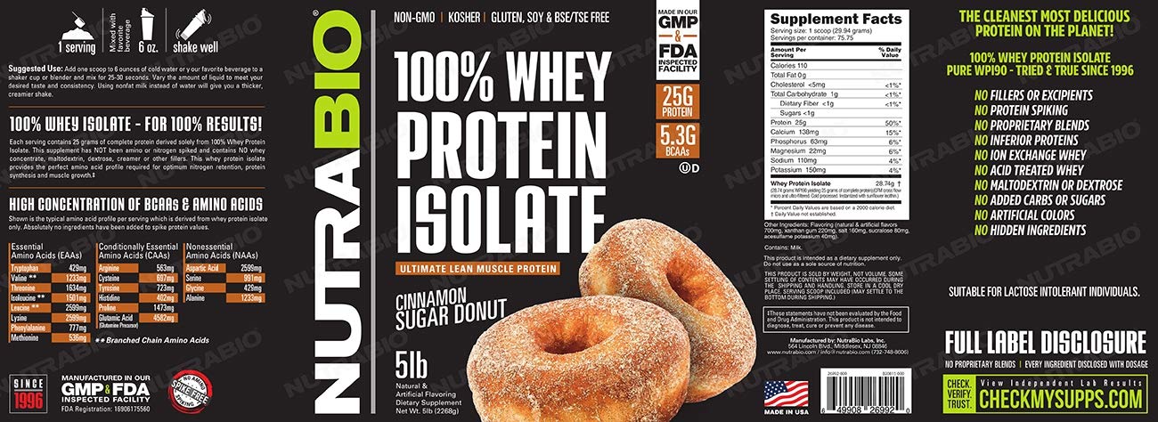 NutraBio Whey Protein Isolate Supplement – 25g of Protein Per Scoop with Complete NutraBio Au supplements