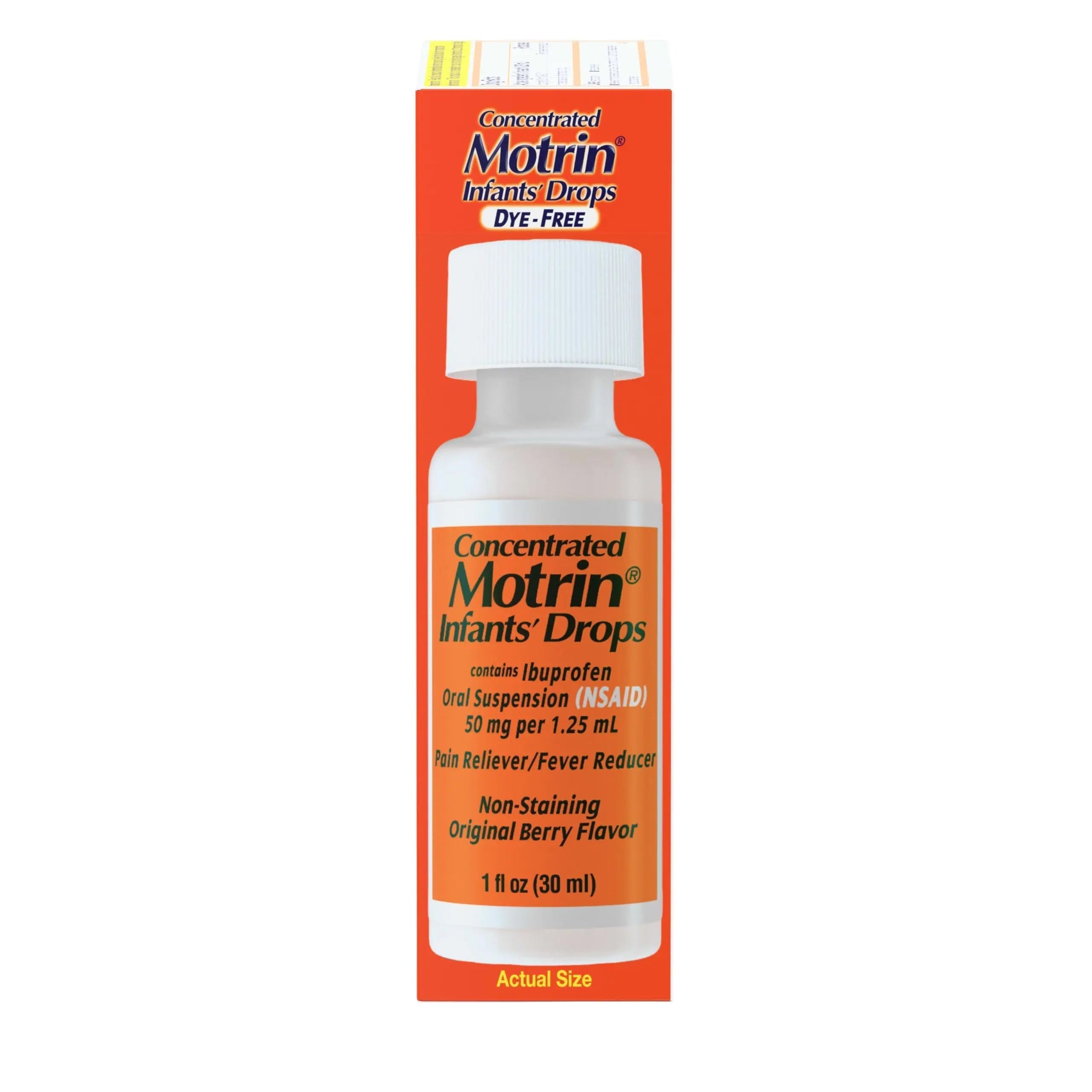 Motrin Infants Infant Ibuprofen Oral Suspension Concentrated Drops, NSAID Fever Reducer & Pain Reliever for Babies, Dye Free, Alcohol-Free, Berry Flavor, Includes Enclosed Syringe, 1 fl. oz Infants' Motrin Au supplements