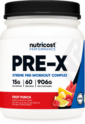 Nutricost Pre-X Xtreme Pre-Workout Complex Powder, Fruit Punch, 60 Servings, Vegetarian Nutricost Au supplements