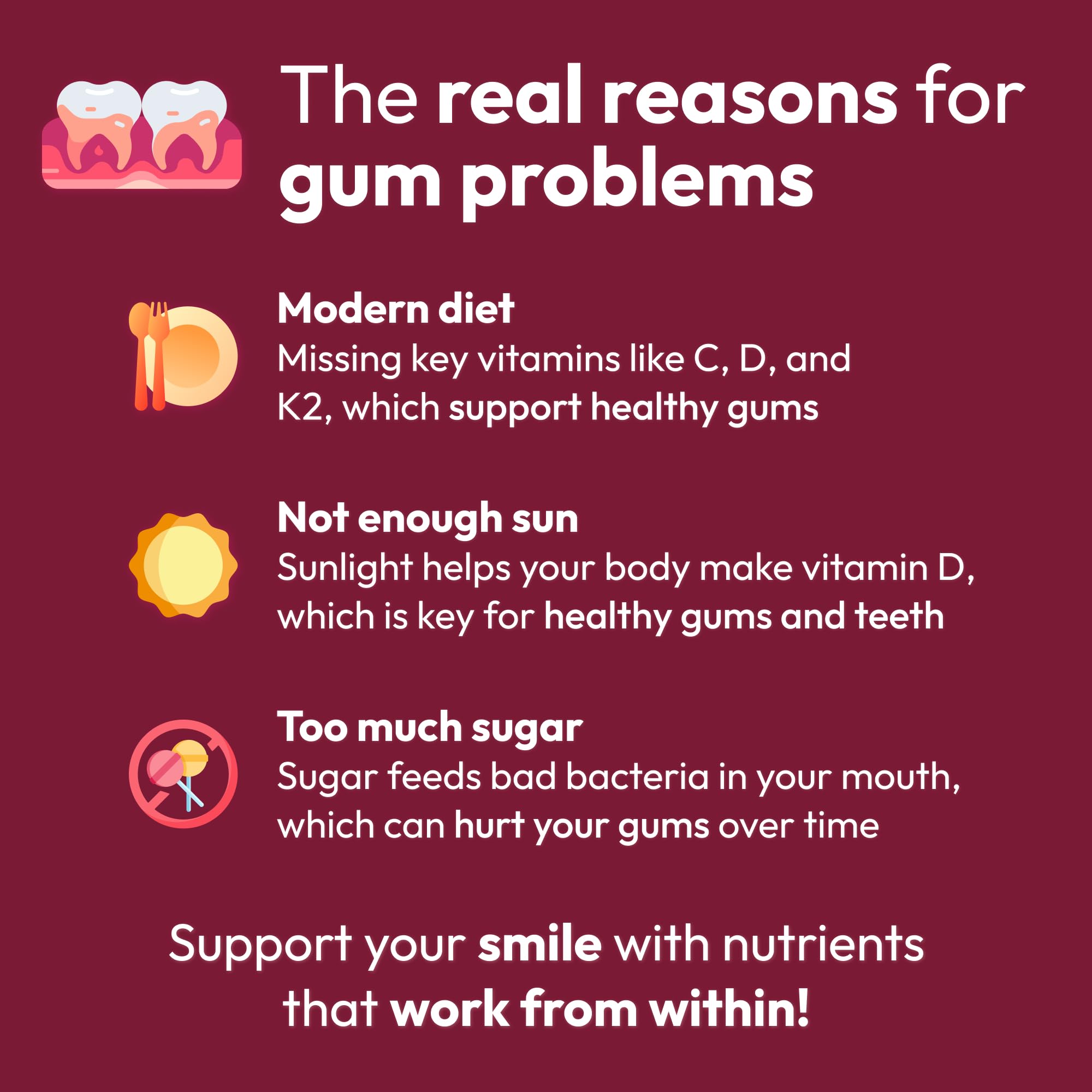 Strong Jaw Gum Restore - Gum Repair for Receding Gums | Teeth Magnesium Supplements, Oral Care, Remineralizing Dental Health Vitamins for Adults | 1 Month Supply, 180 Capsules, Made in USA Strong Jaw Au supplements