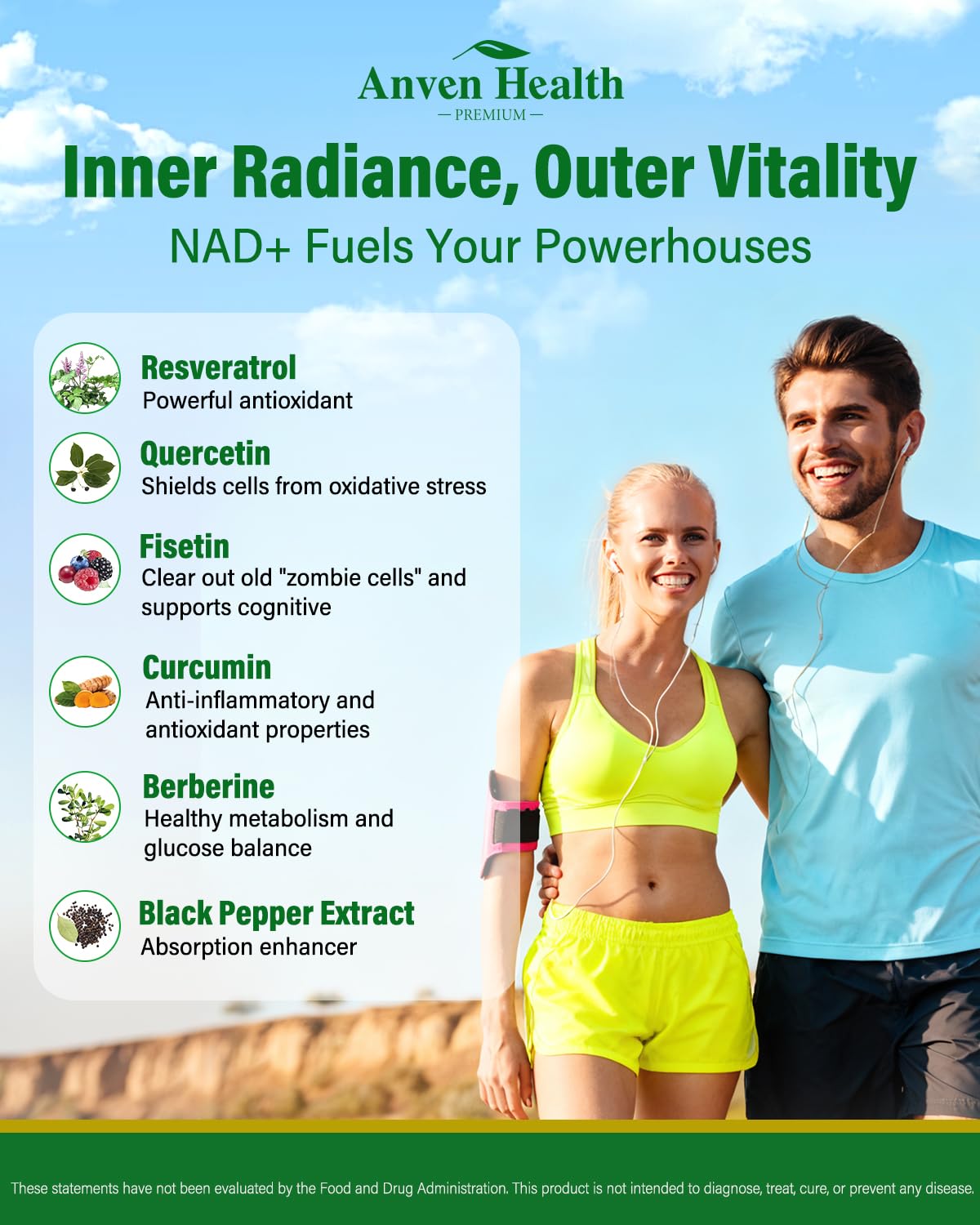 Anven Health Liposomal NAD+ Resveratrol Supplement - NMN Alternative with Trans-Resveratrol, Quercetin & Fisetin - NAD Plus for Women and Men, Cellular Energy & Healthy Aging, Non-GMO | 180 Capsules Anven Health Au supplements