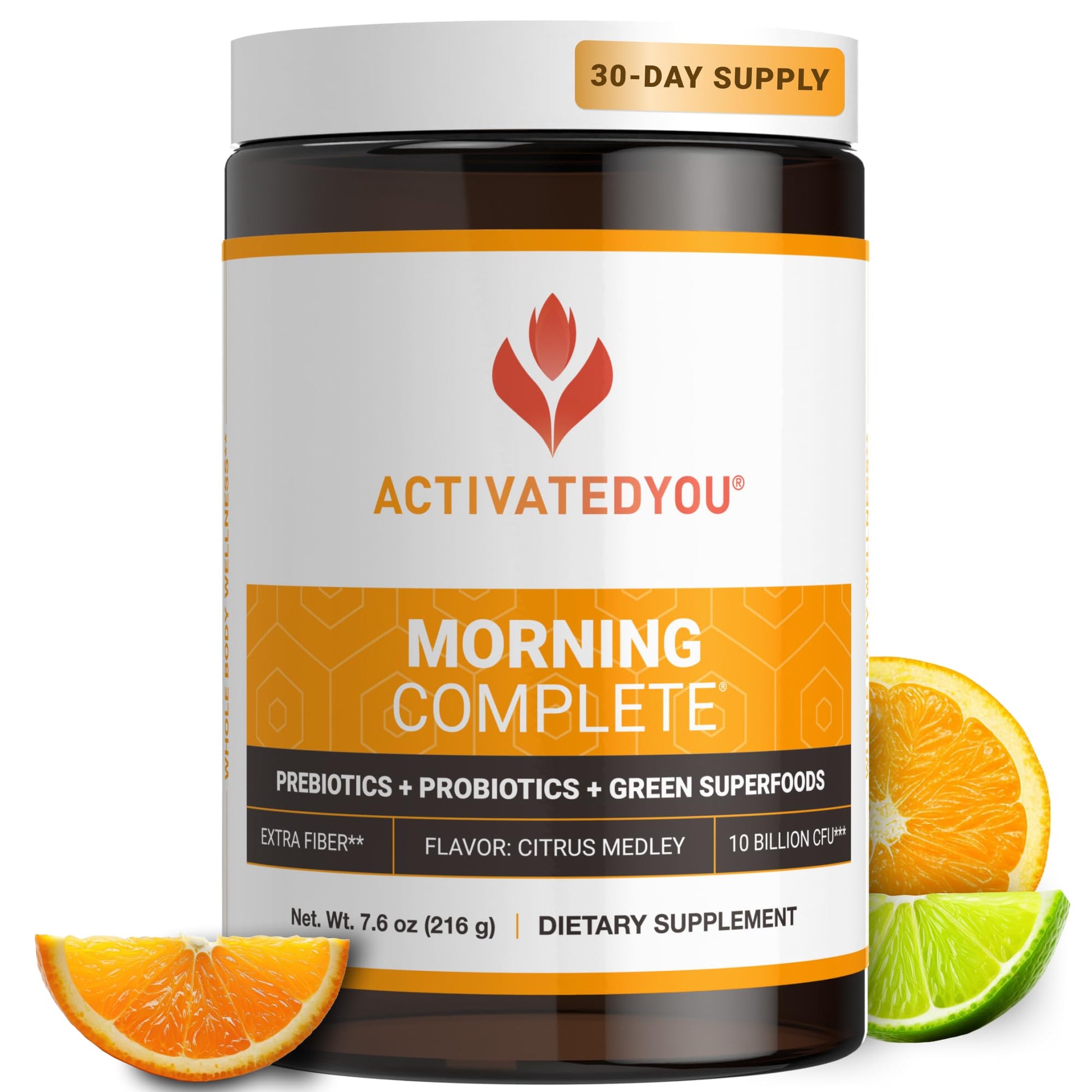 ACTIVATEDYOU Morning Complete Daily Wellness Greens Superfood Drink Mix for Gut Health w/Prebiotics, Probiotics, Antioxidants, Green Superfoods, 10 Billion CFUs, 30 Servings (Citrus) ACTIVATEDYOU Au supplements