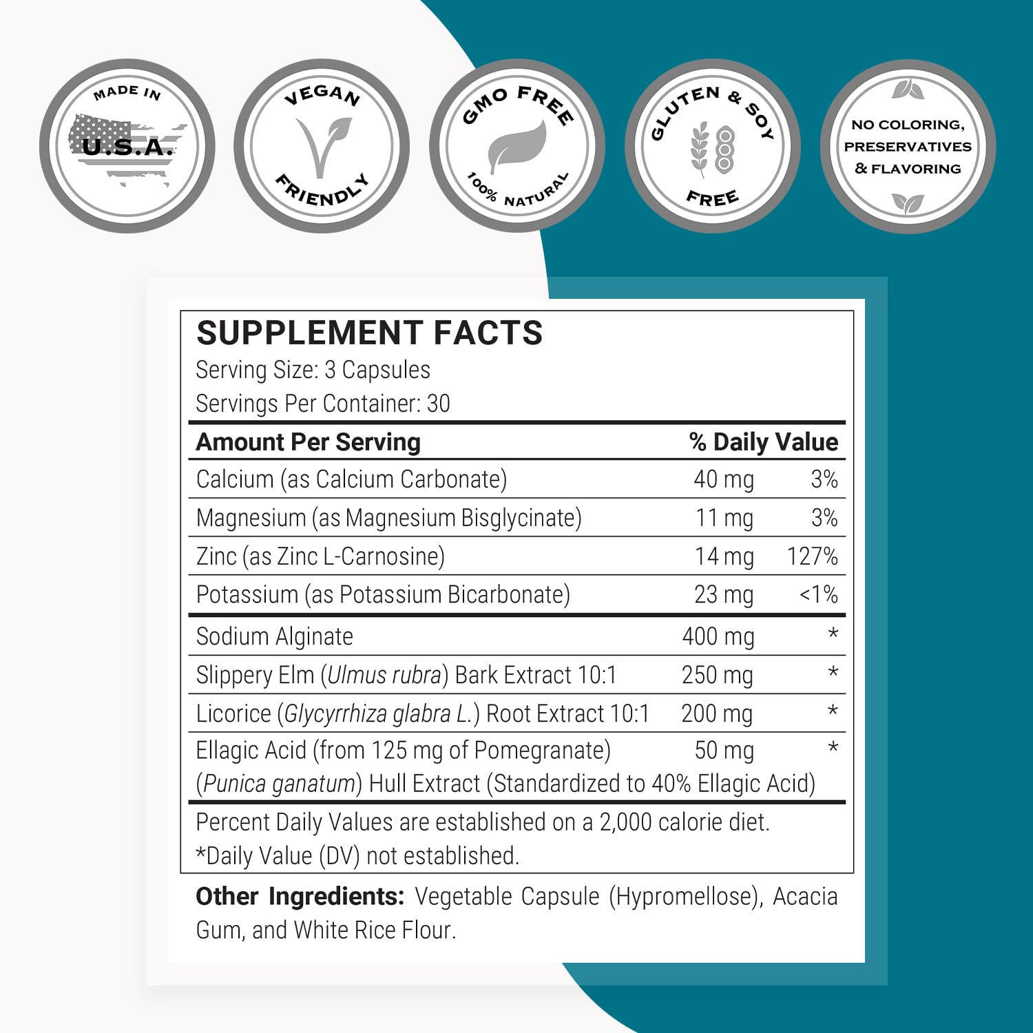 Supersmart Acid Balance Formula (Advanced Complex) - with Zinc L-Carnosine, Slippery Elm Extract, Licorice Root | Non-GMO & Gluten Free - 90 Vegetarian Capsules Supersmart Au supplements