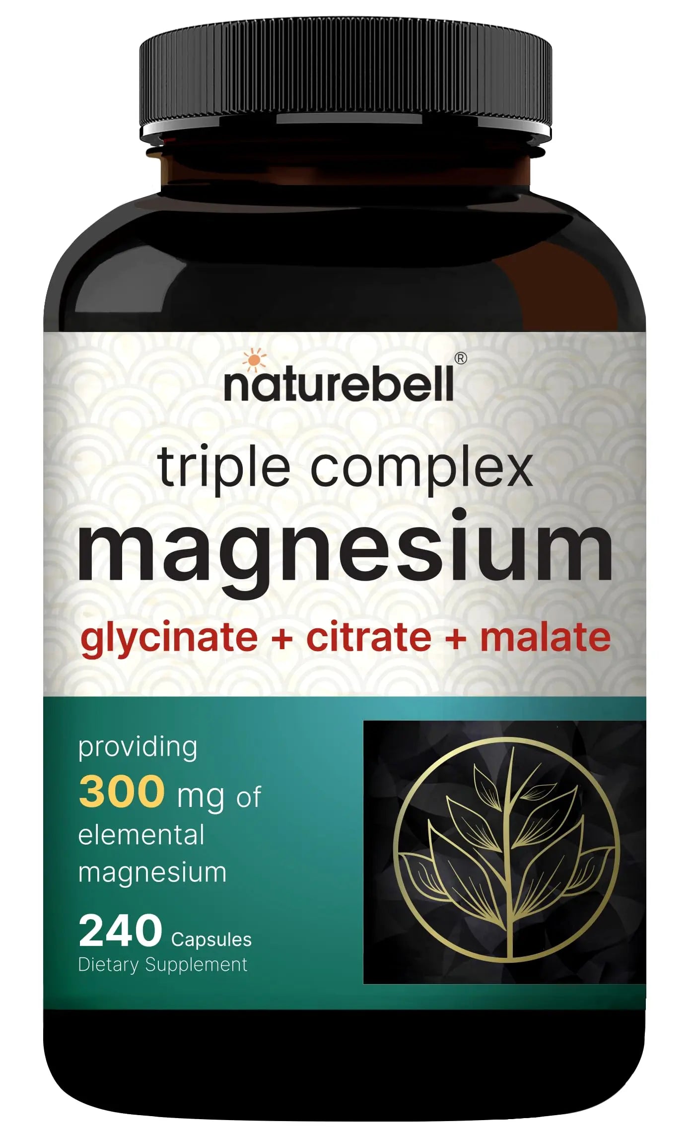 NatureBell Magnesium Complex for Women & Men 1,000mg Per Serving – 240 Capsules – Triple Magnesium Complex with Glycinate, Citrate & Malate – Chelated & Purified – Non‑GMO, Filler Free NatureBell Au supplements