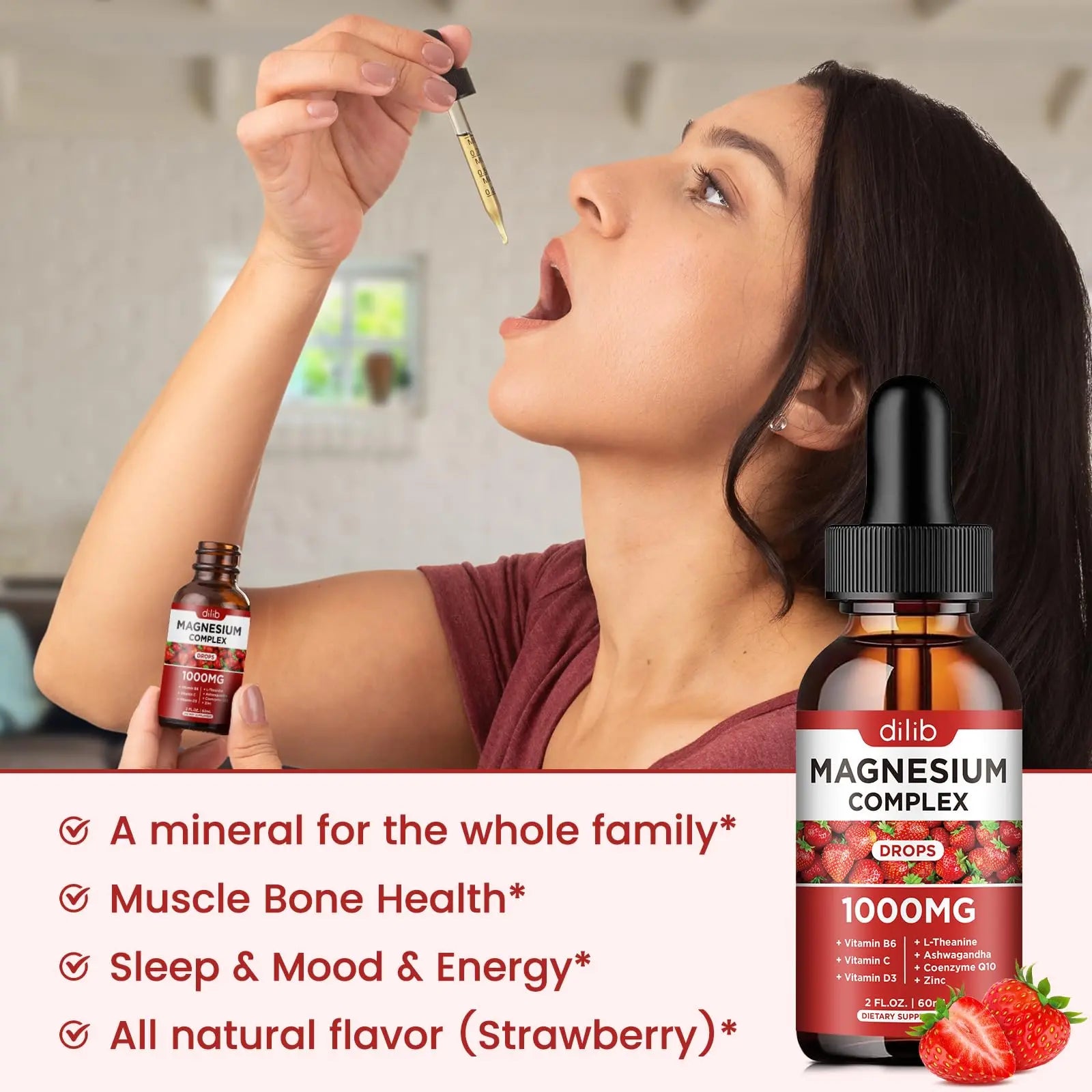 Triple Magnesium Complex Supplement, Magnesium Glycinate, Blend, Citrate Liquid Drops 1000mg with Ashwagandha, CoQ10, Vitamin B6, C, D, Zinc -Support Calm Stress Relief, Bone, Muscle, Mood Vegan dilib Au supplements